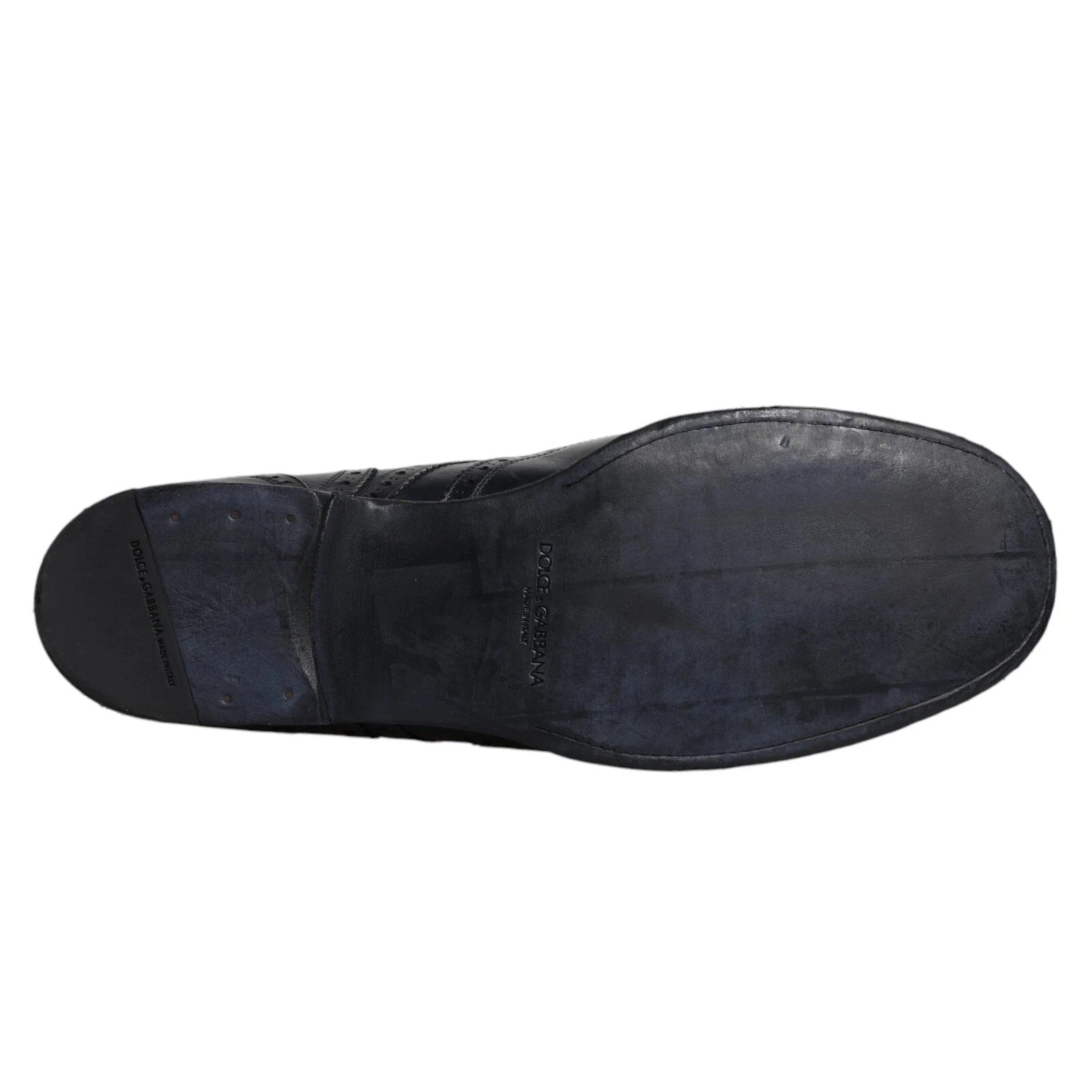 Dolce & Gabbana – Dunkelblaue Derby-Schuhe aus Leder mit Flügelkappe