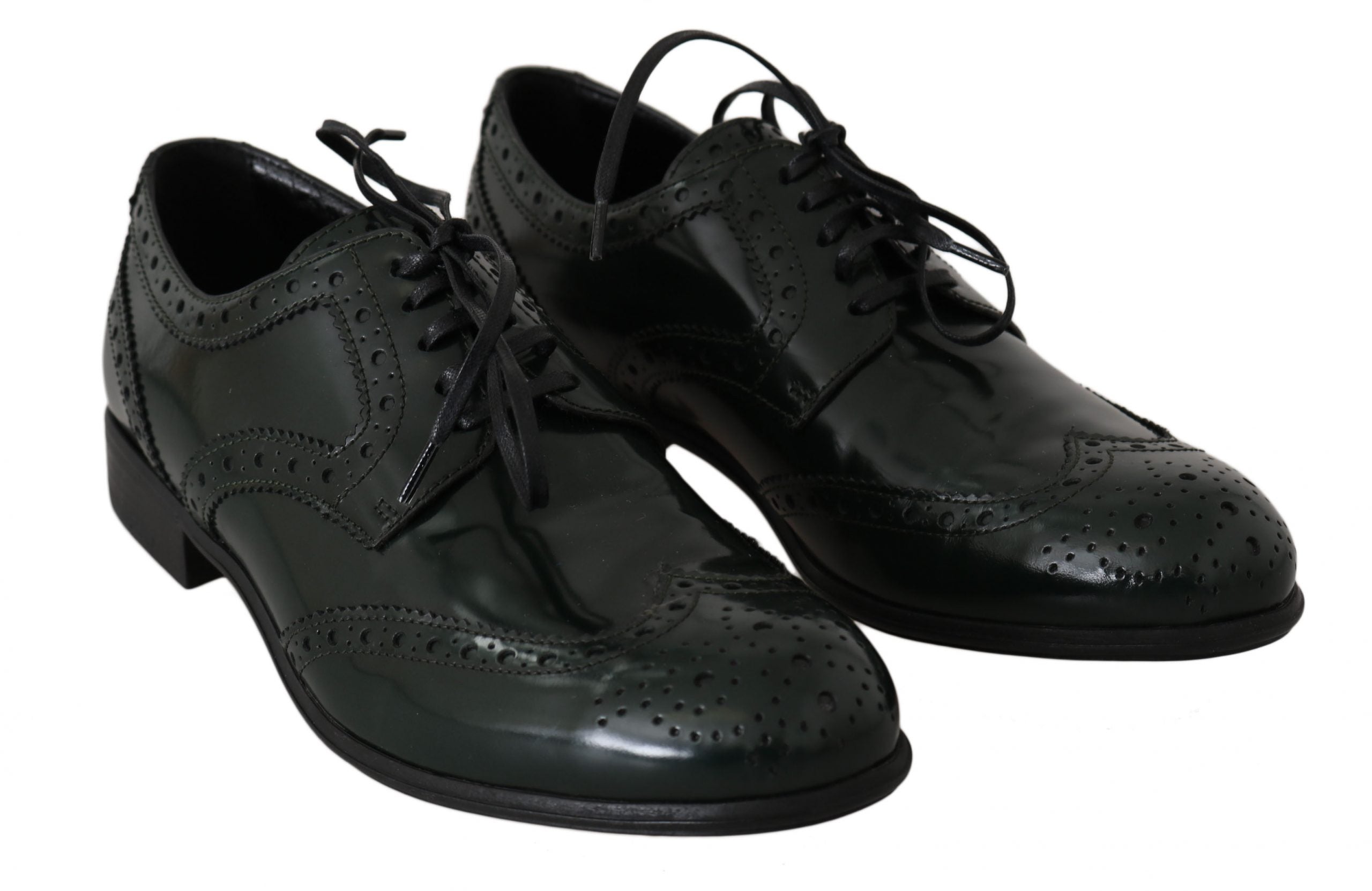 Dolce & Gabbana – Elegante grüne Brogues, Oxford-Schuhe mit Flügelkappe