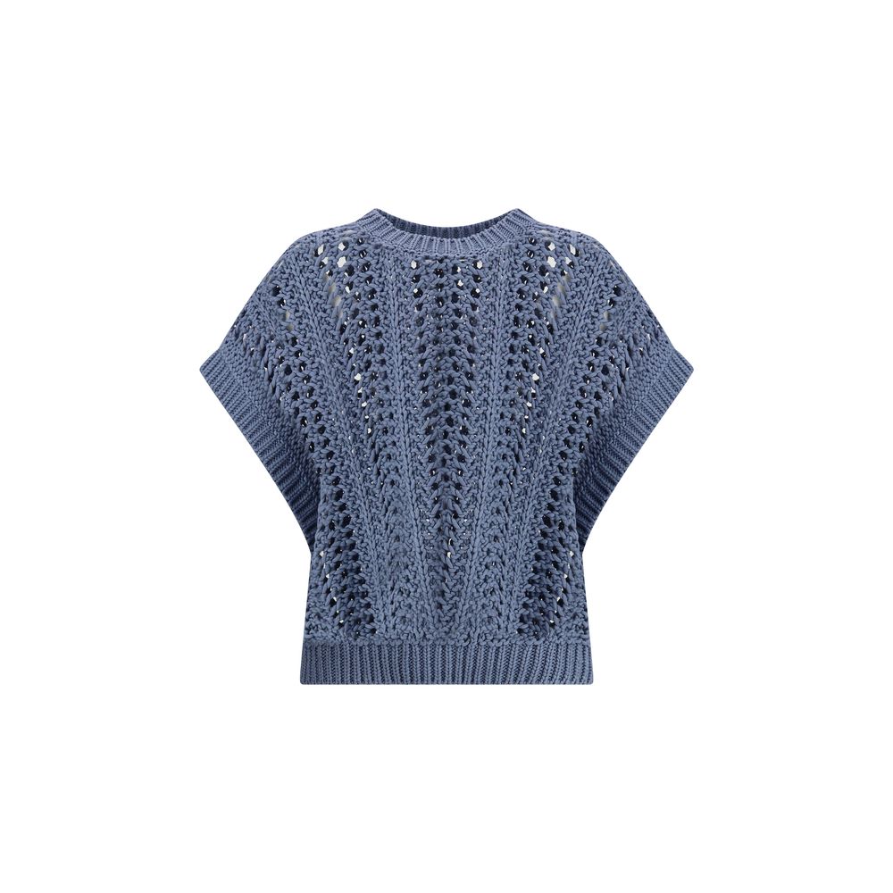 Brunello Cucinelli Spitzenstrickweste