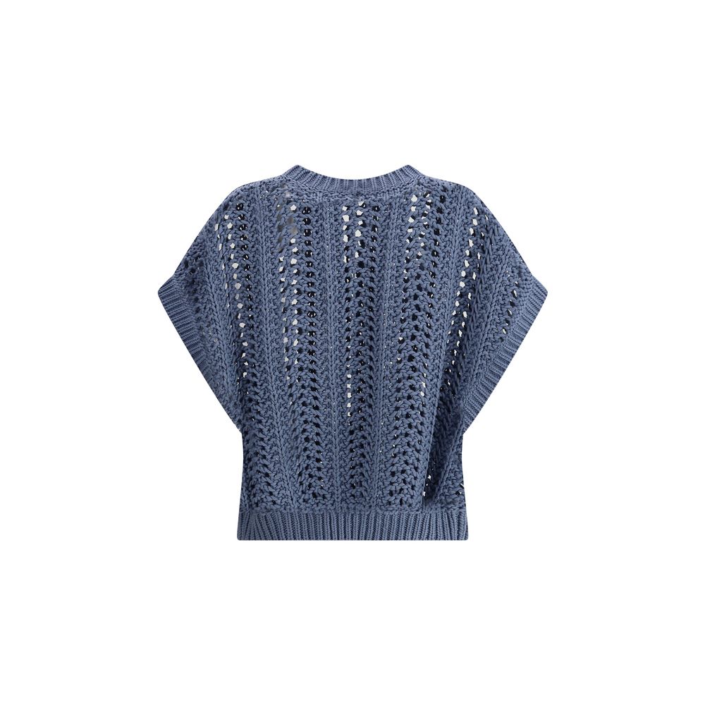 Brunello Cucinelli Spitzenstrickweste