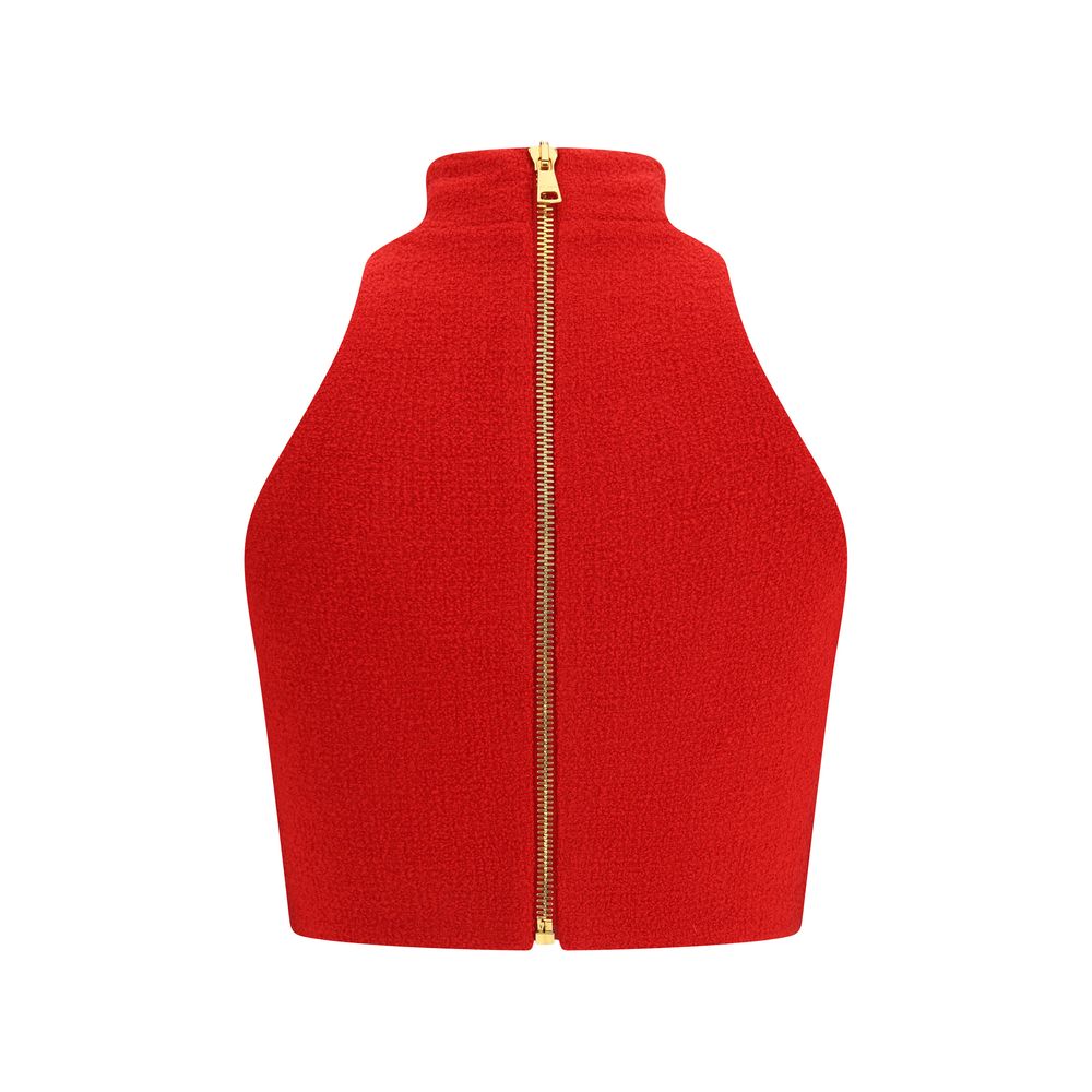 Top scurt din lână Bouclé Balmain