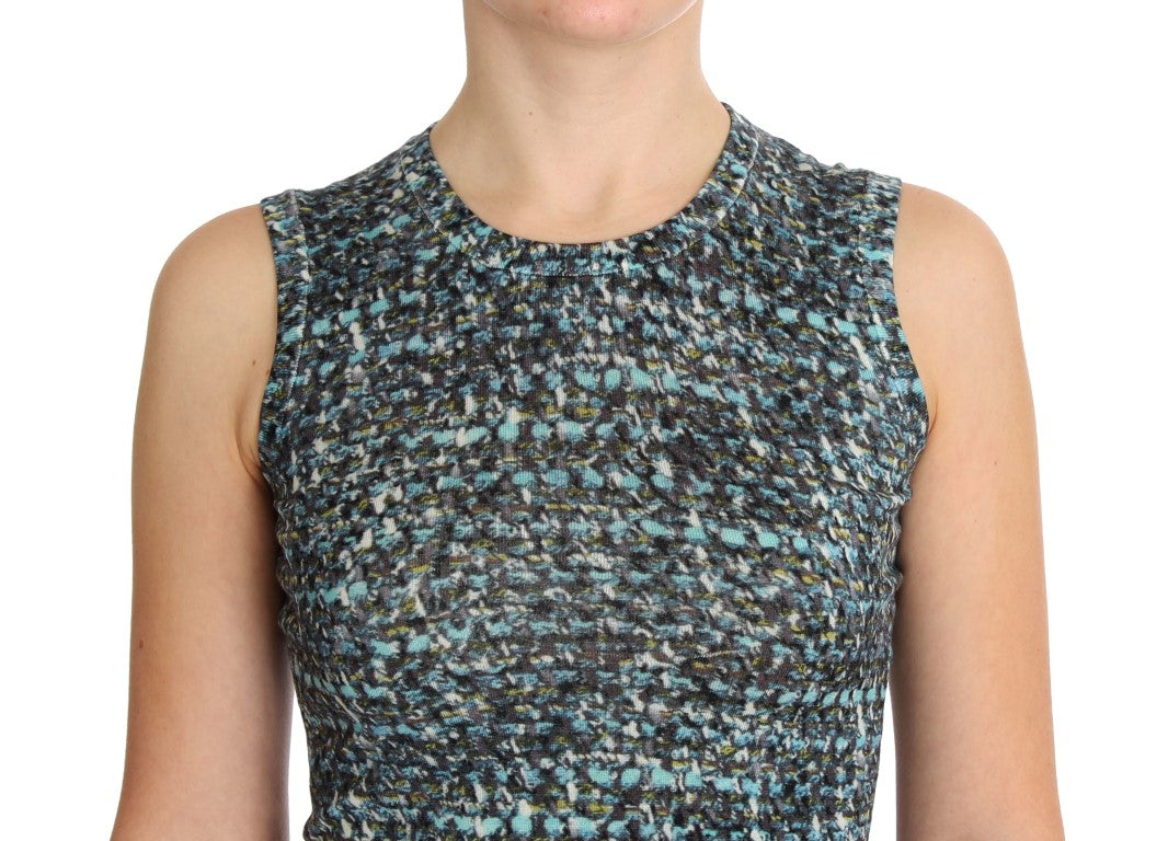 Dolce & Gabbana Elegantes blaues Wollwesten-Pullover-Oberteil