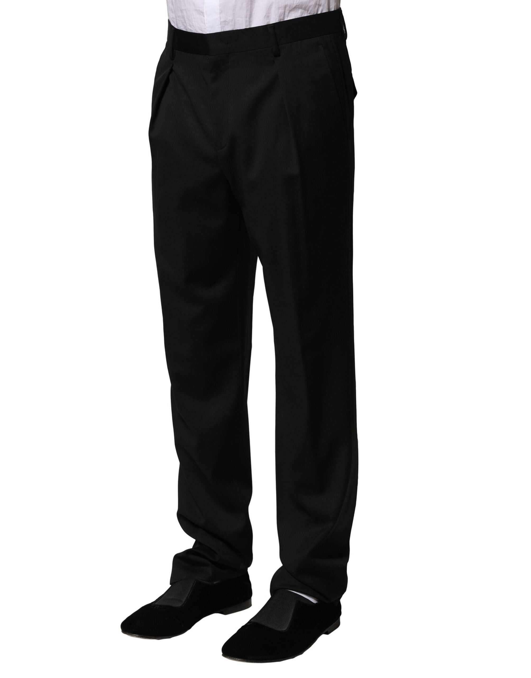 Emporio Armani Black Wool Straight Men Formal Pants
