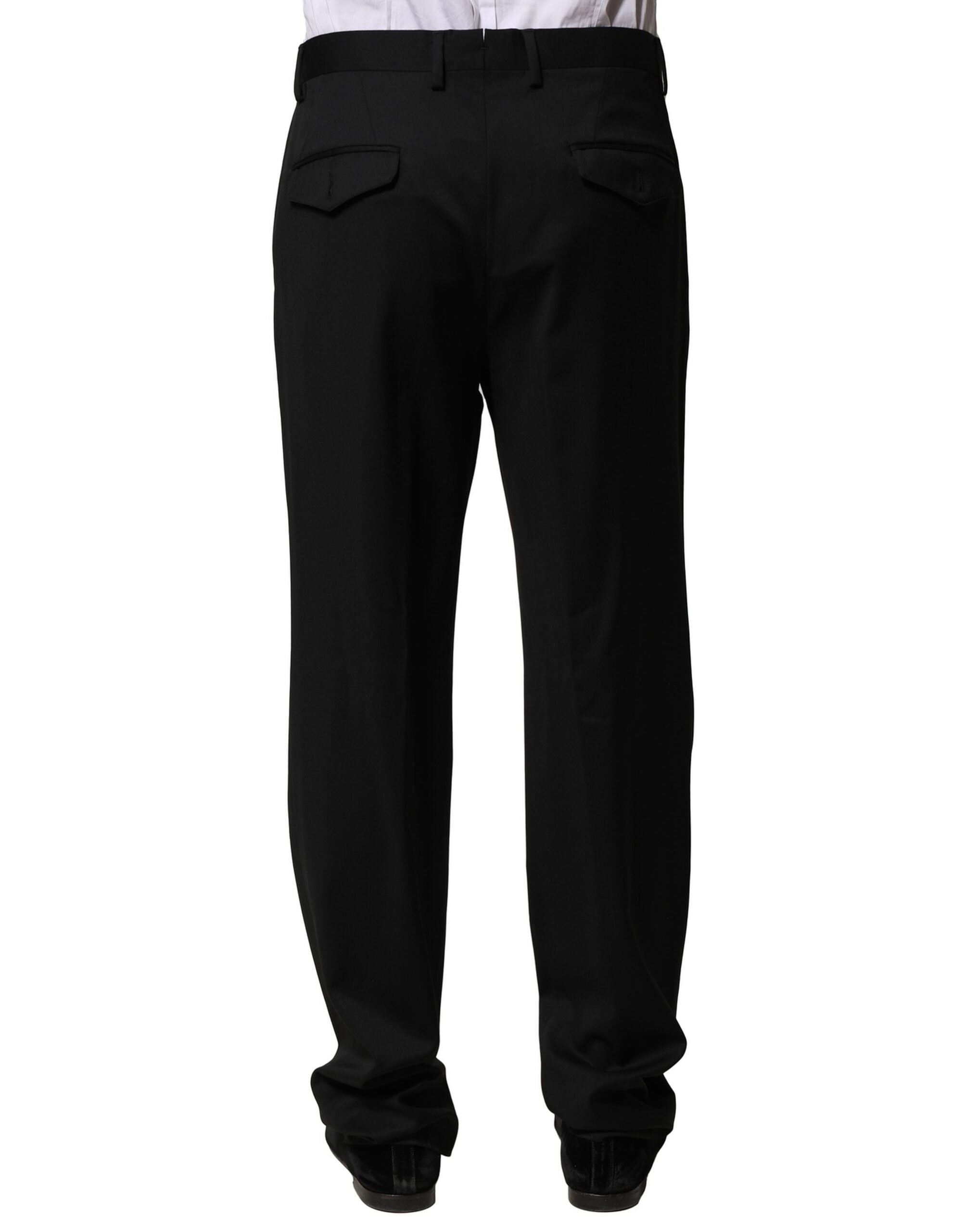 Emporio Armani Black Wool Straight Men Formal Pants
