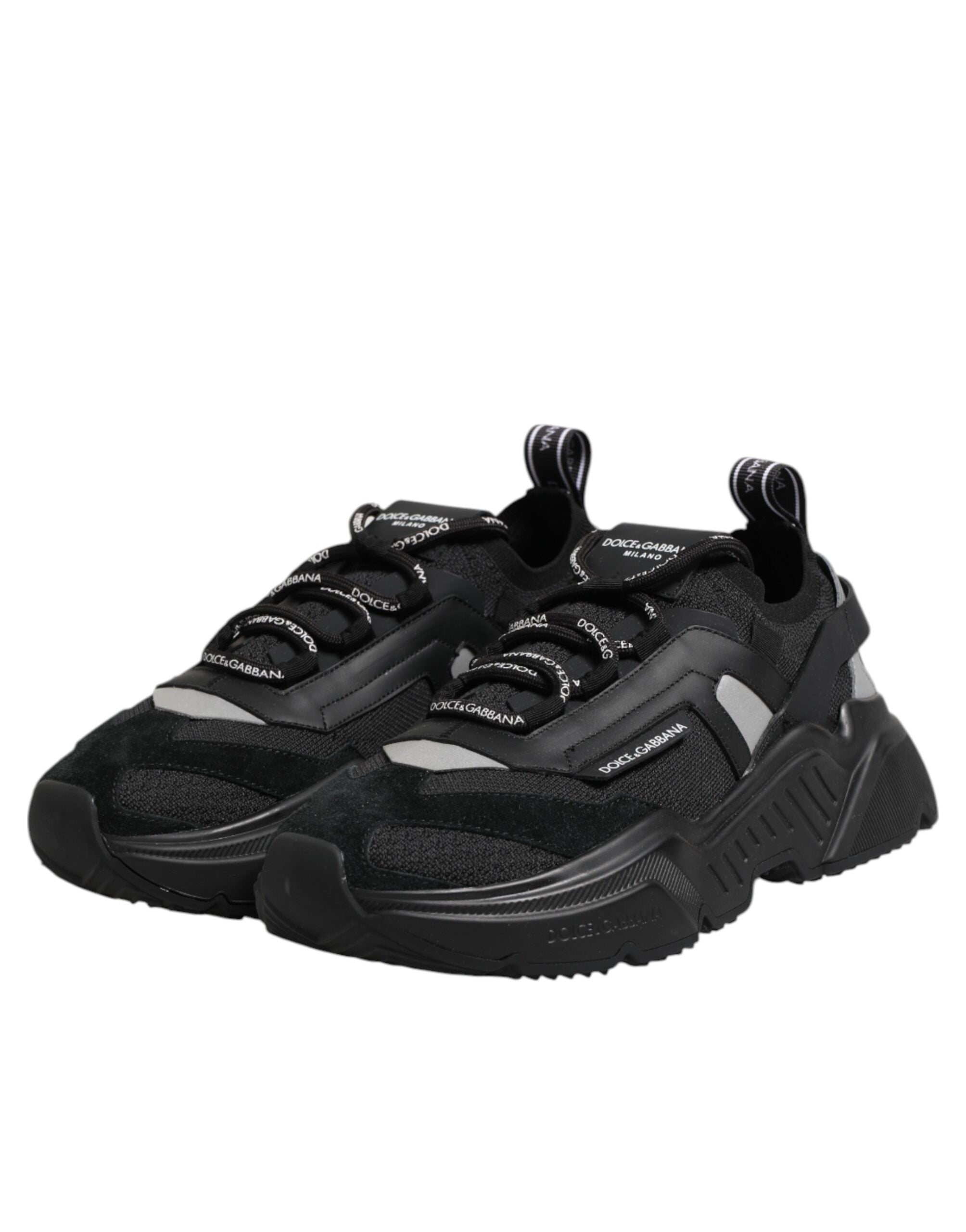 Dolce & Gabbana Black Leather Daymaster Low Top Sneakers Shoes