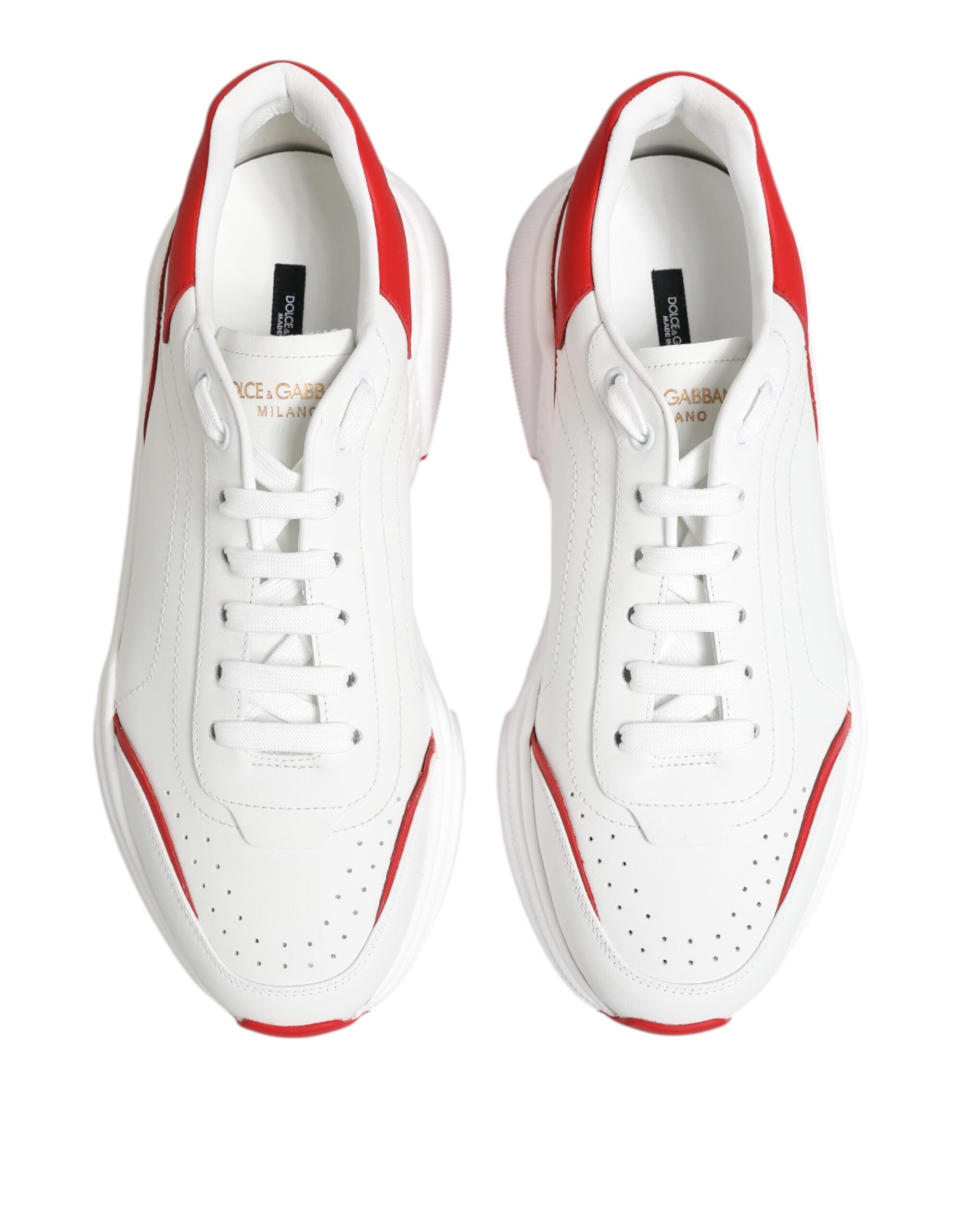 Dolce & Gabbana White Red DAYMASTER Leather Sneakers Shoes