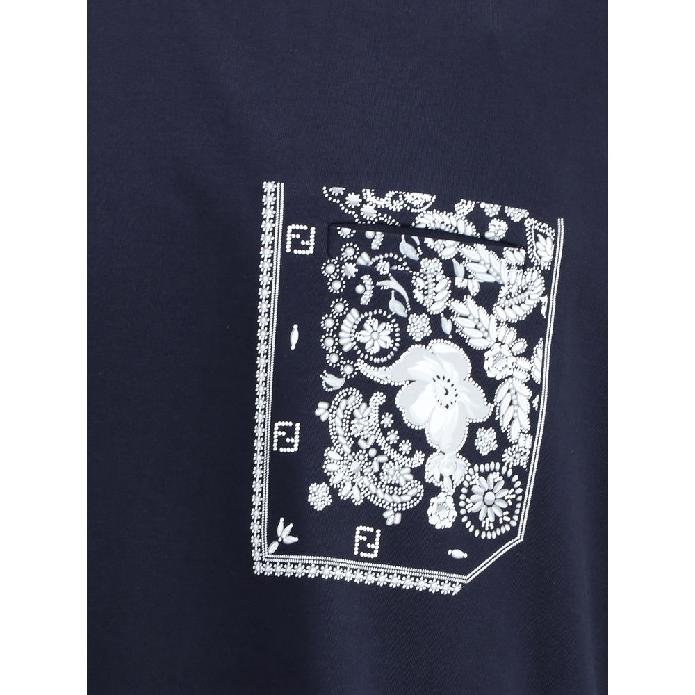 Tricou Fendi cu buzunar cu imprimeu bandană