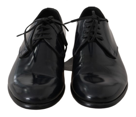 Dolce & Gabbana Elegante dunkelblaue Derby-Schuhe aus Leder
