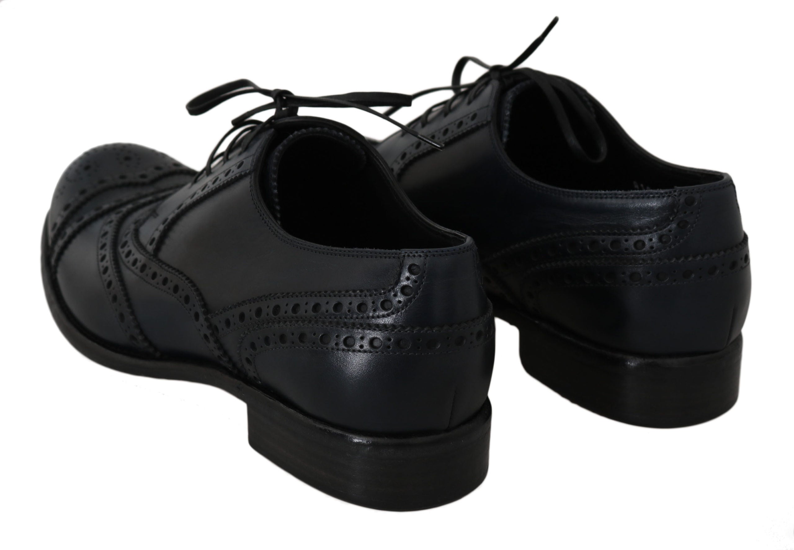 Dolce & Gabbana – Elegante Derby-Schuhe aus blauem Leder mit Flügelkappe