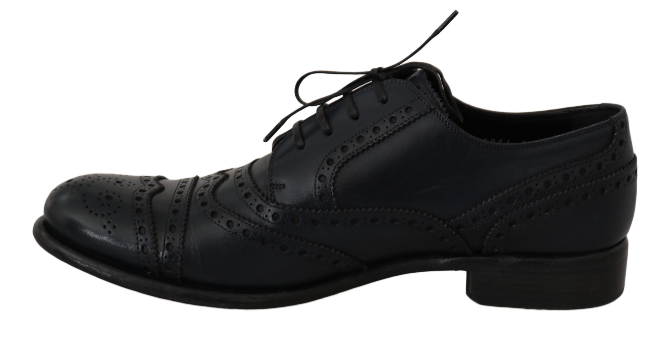 Dolce & Gabbana – Elegante Derby-Schuhe aus blauem Leder mit Flügelkappe