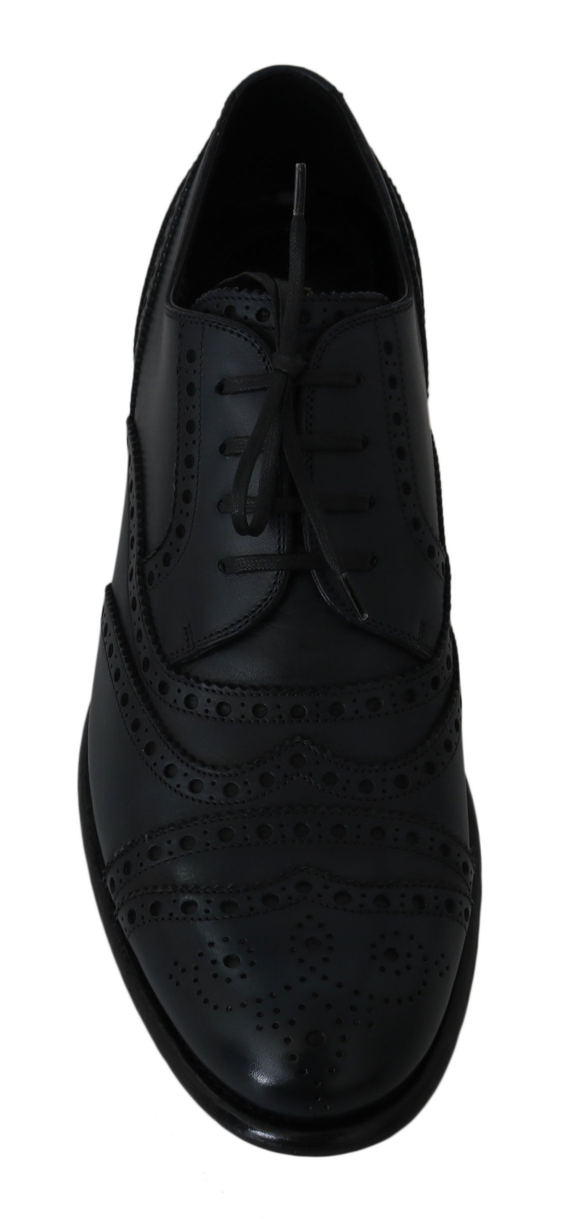 Dolce & Gabbana – Elegante Derby-Schuhe aus blauem Leder mit Flügelkappe