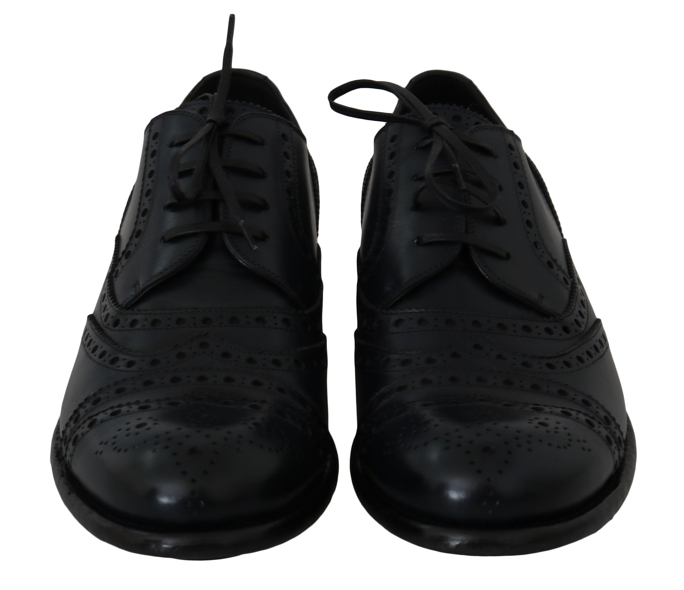 Dolce & Gabbana – Elegante Derby-Schuhe aus blauem Leder mit Flügelkappe