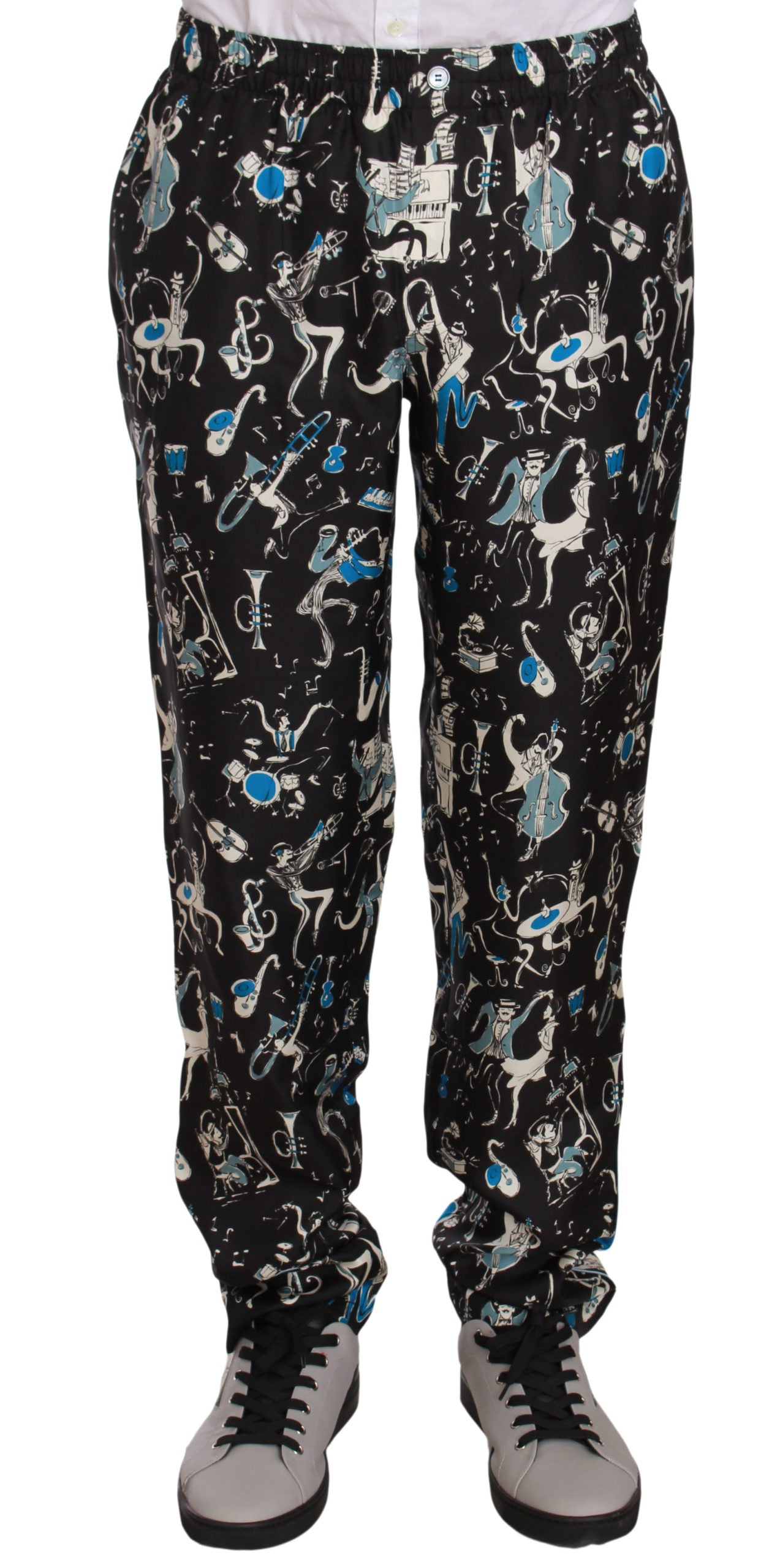 Dolce & Gabbana Pantaloni de casă eleganți din mătase cu imprimeu unic