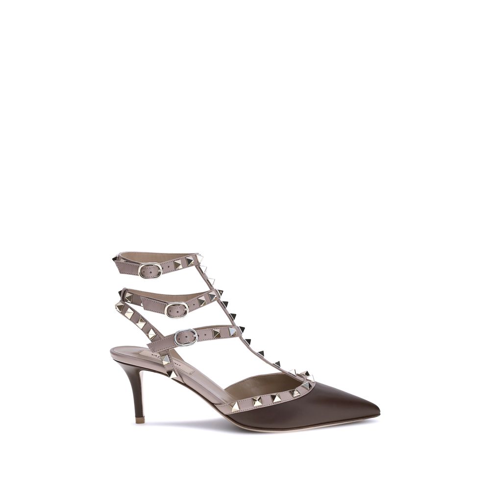 Valentino Garavani Brown Calf Leather Bos Taurus High Heel Pumps