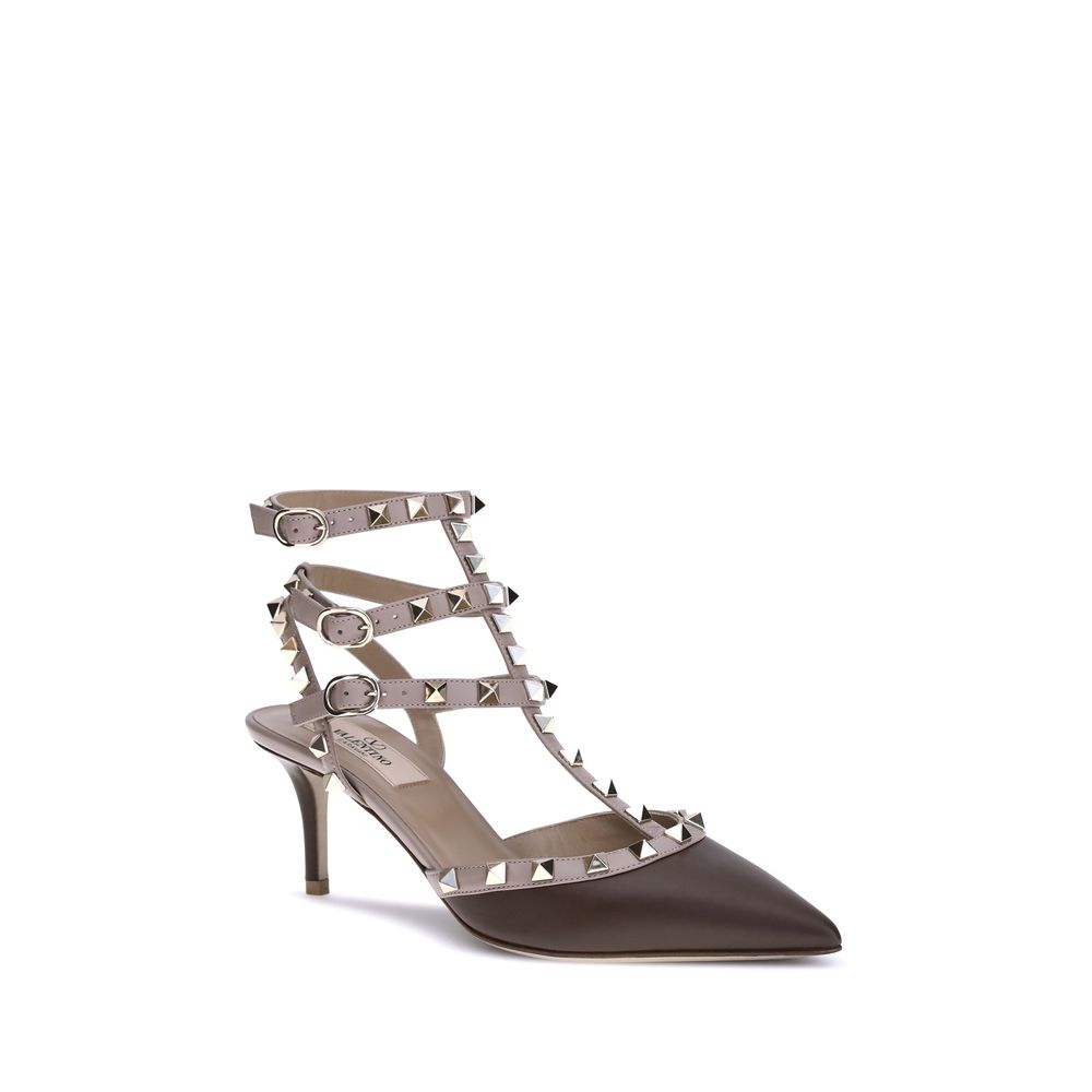 Valentino Garavani Brown Calf Leather Bos Taurus High Heel Pumps