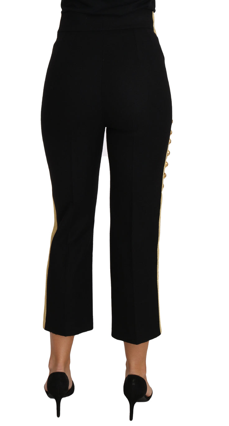 Dolce & Gabbana – Elegante schwarze Hose mit Militärverzierung
