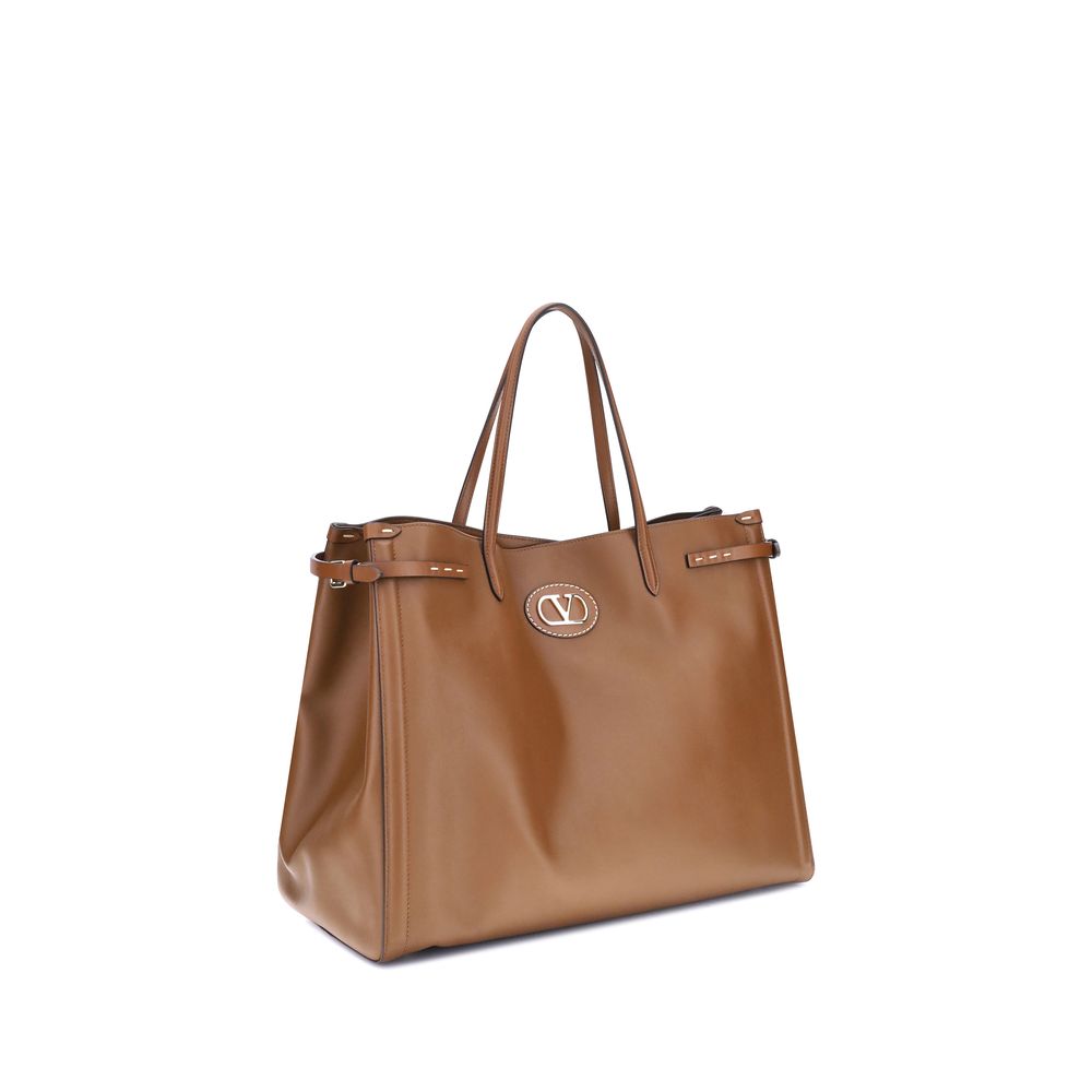 Valentino Garavani Brown Calf Leather Bos Taurus Shoulder Bag