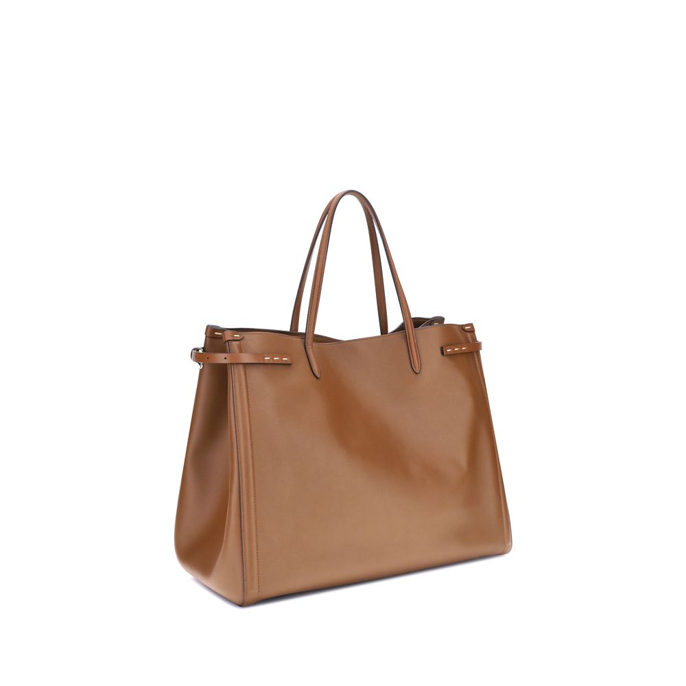 Valentino Garavani Brown Calf Leather Bos Taurus Shoulder Bag