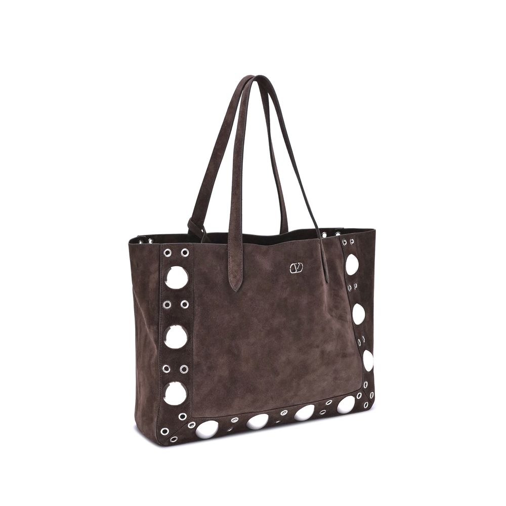Valentino Garavani Brown Calf Leather Bos Taurus Shoulder Bag