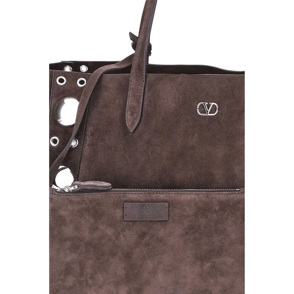 Valentino Garavani Brown Calf Leather Bos Taurus Shoulder Bag