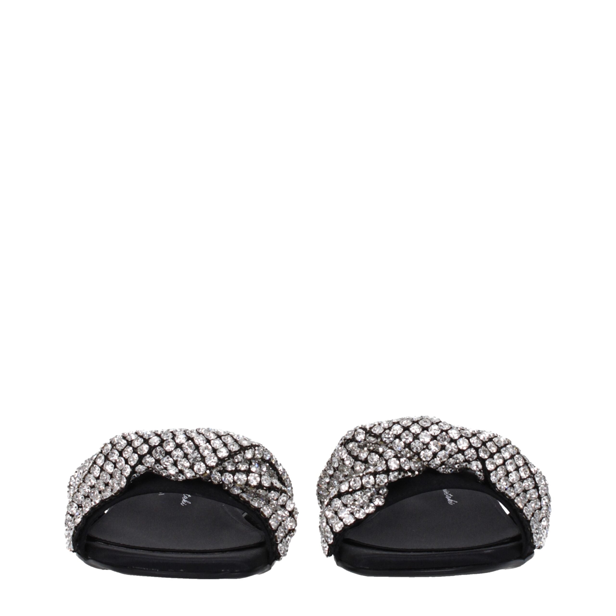 Sergio Rossi Black Satin Slippers Sandals