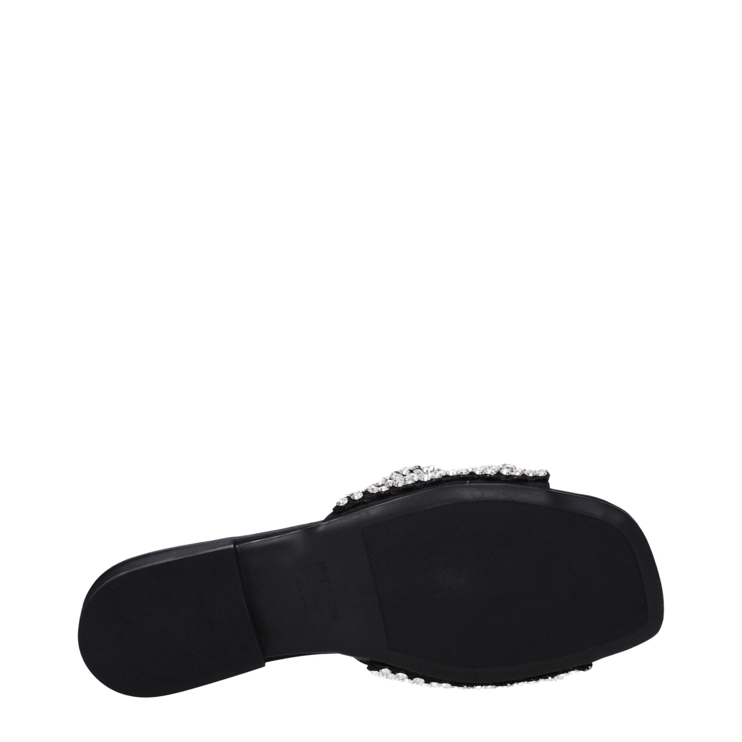 Sergio Rossi Black Satin Slippers Sandals