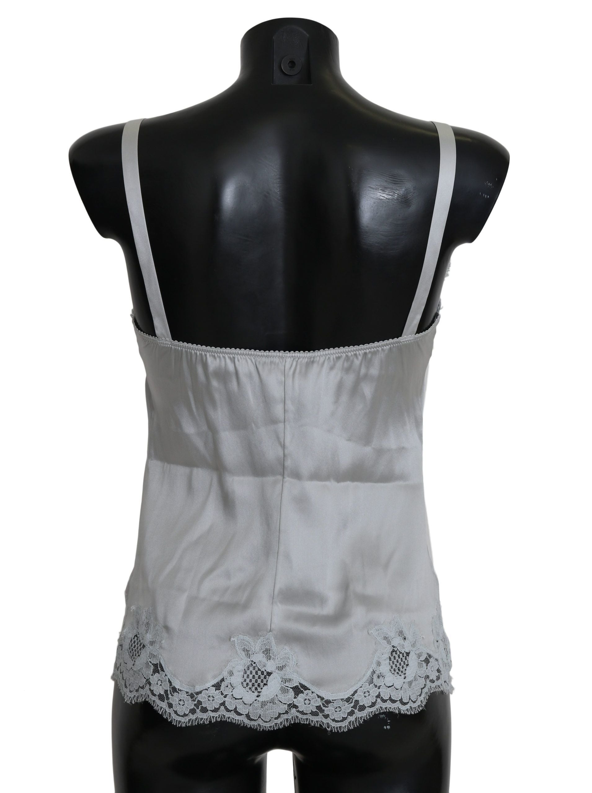 Dolce & Gabbana – Chemise-Kleid aus Seidenstretch mit floraler Spitze