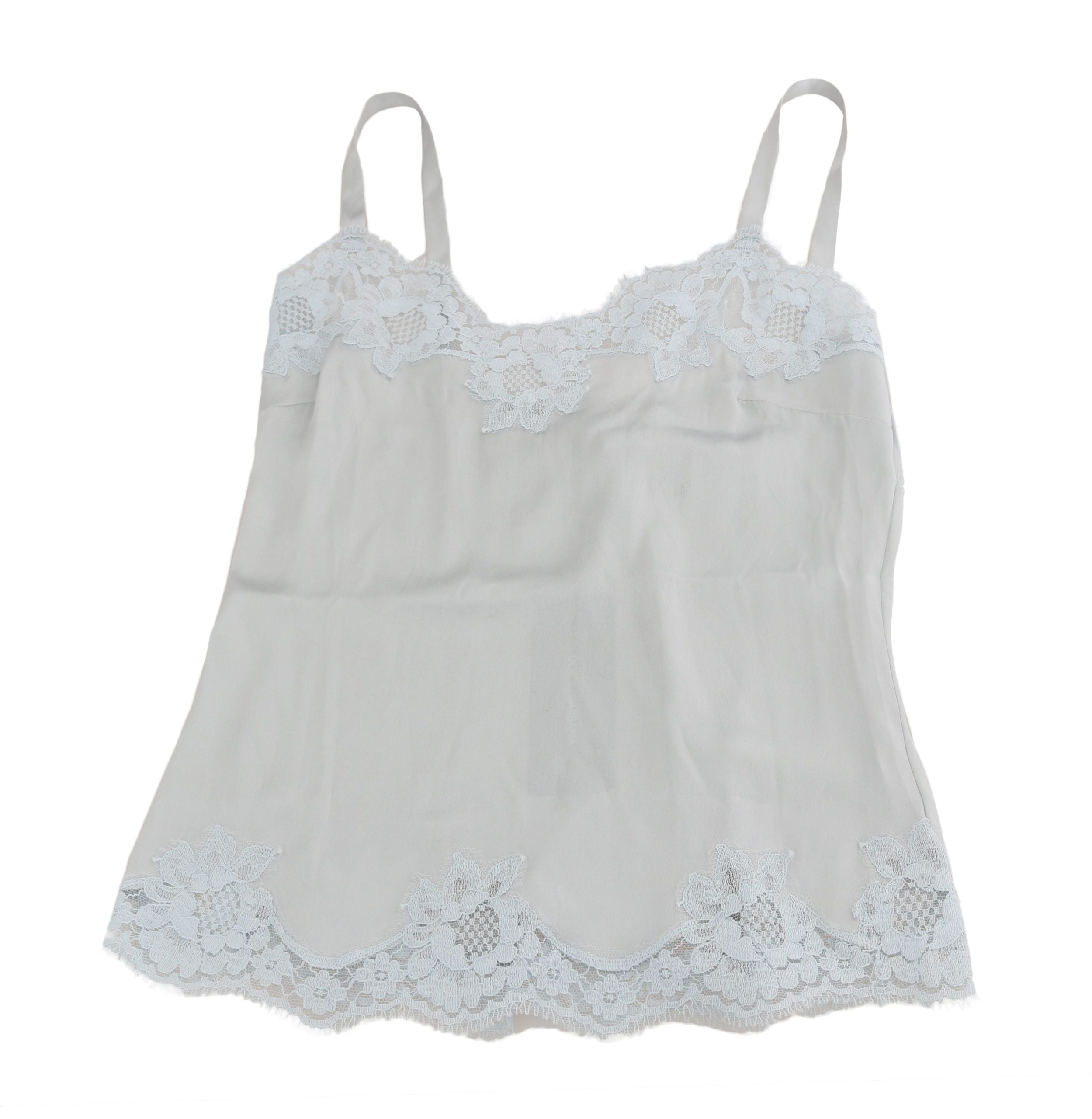 Dolce & Gabbana – Chemise-Kleid aus Seidenstretch mit floraler Spitze