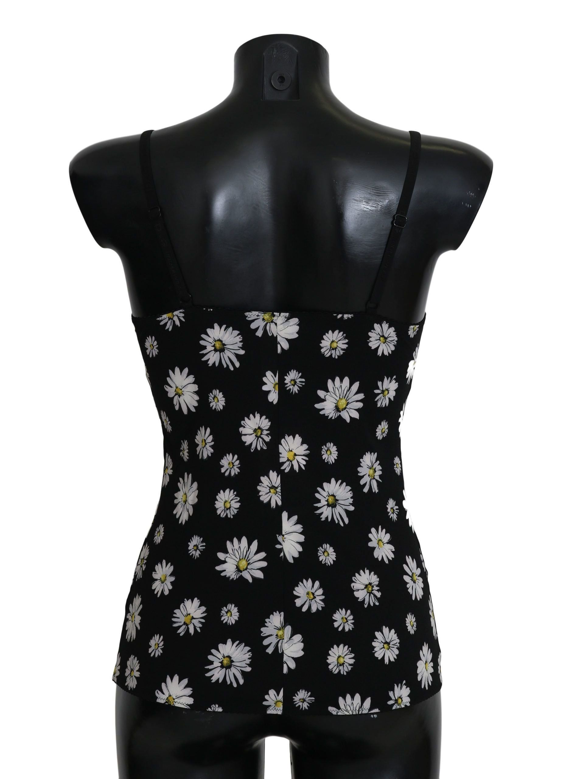 Dolce & Gabbana – Elegantes schwarzes Chemise-Kleid aus geblümter Gänseblümchenspitze