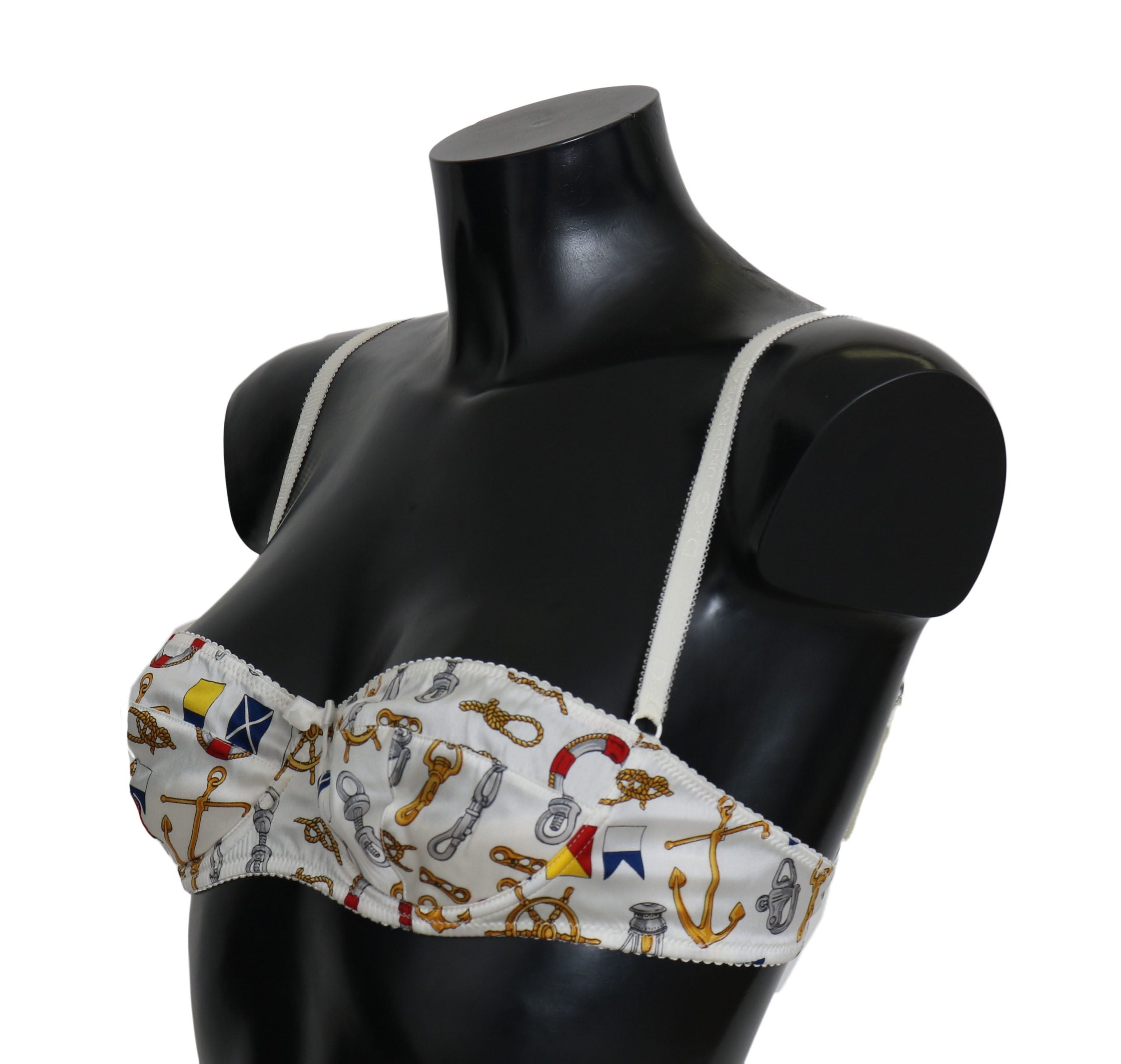 Sutien elastic elegant Dolce & Gabbana cu imprimeu marinaresc alb