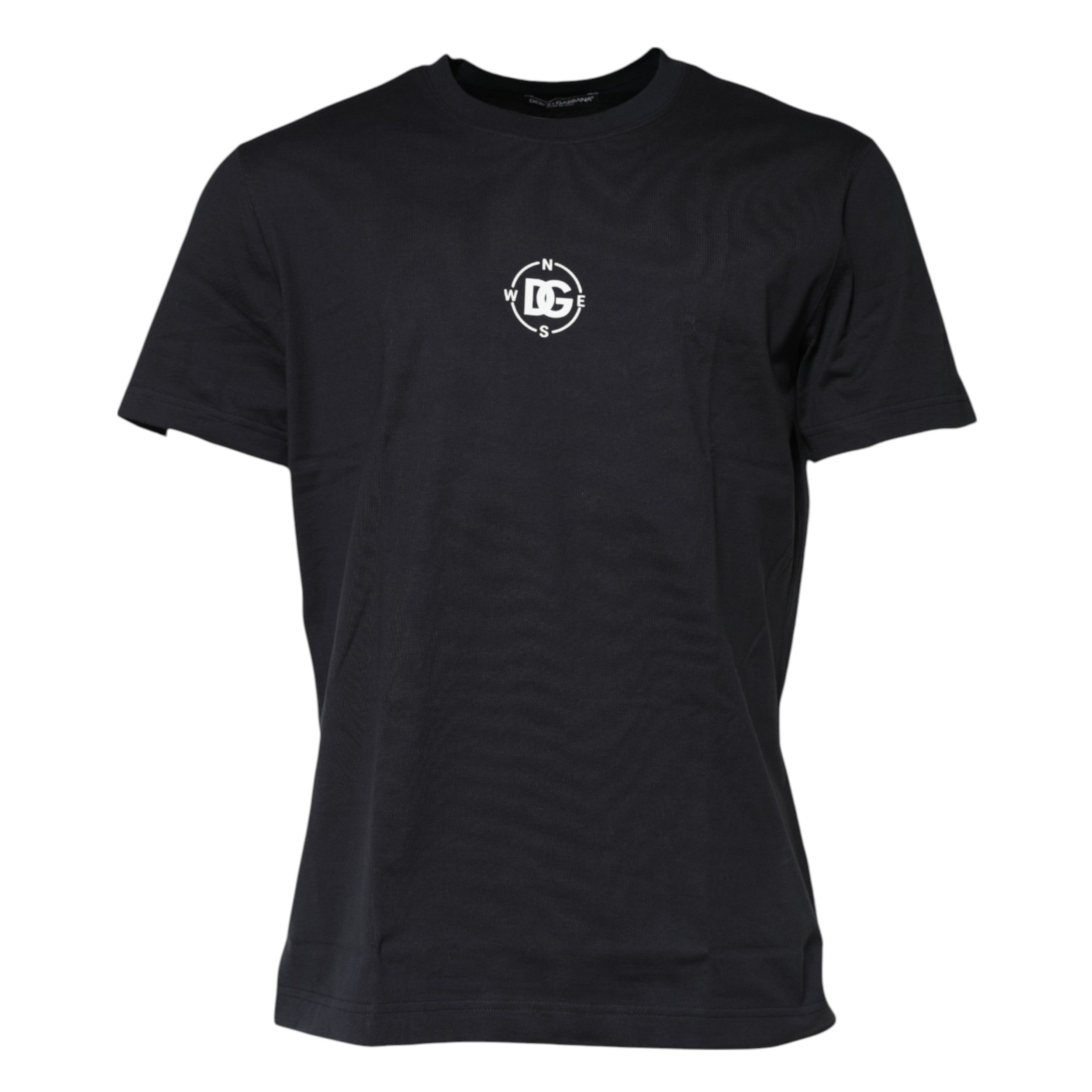 Dolce & Gabbana Black DG Compass Print Cotton Crew Neck T-shirt