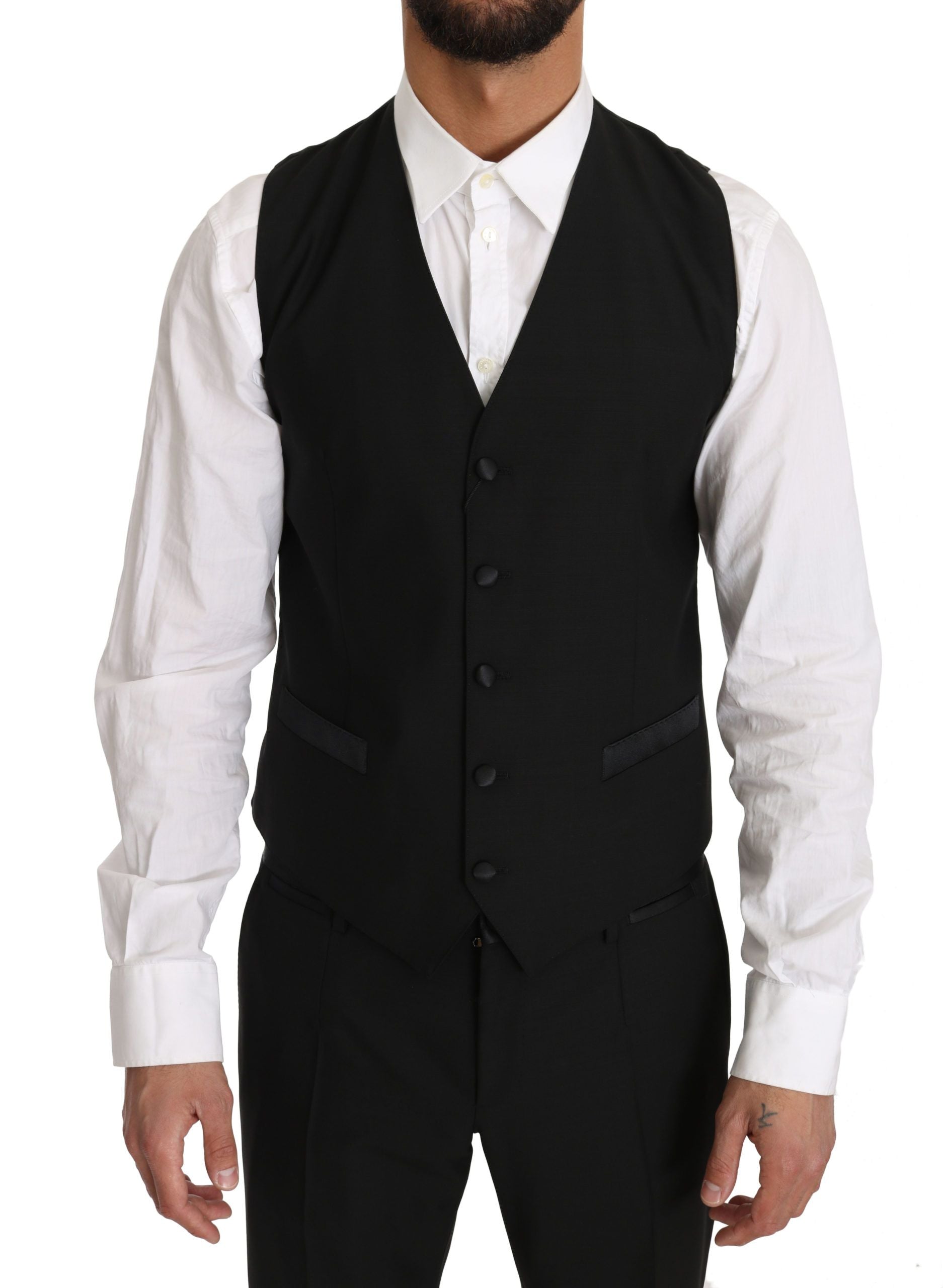 Vestă elegantă Dolce & Gabbana Sleek Black Slim Fit