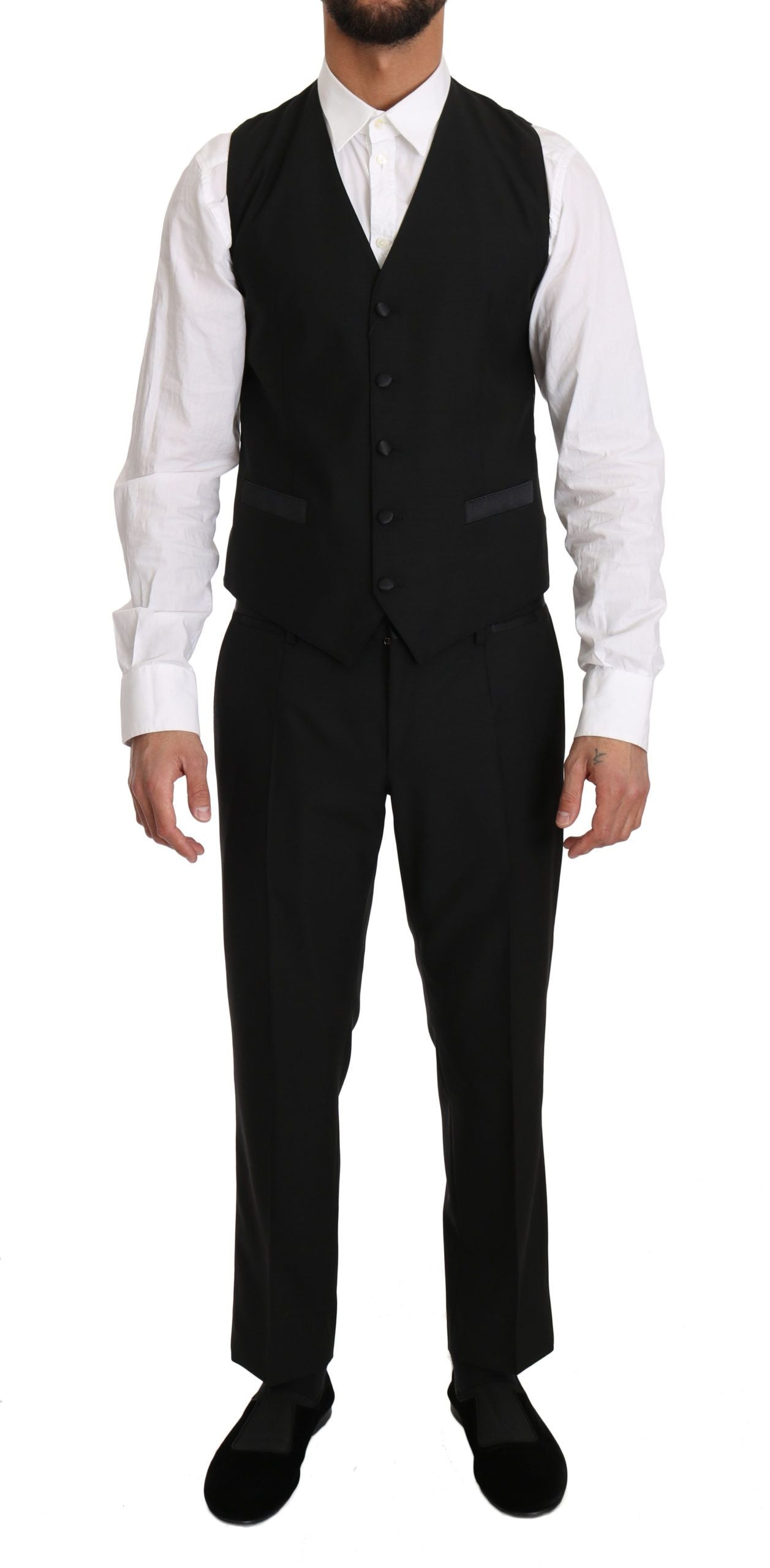 Vestă elegantă Dolce & Gabbana Sleek Black Slim Fit