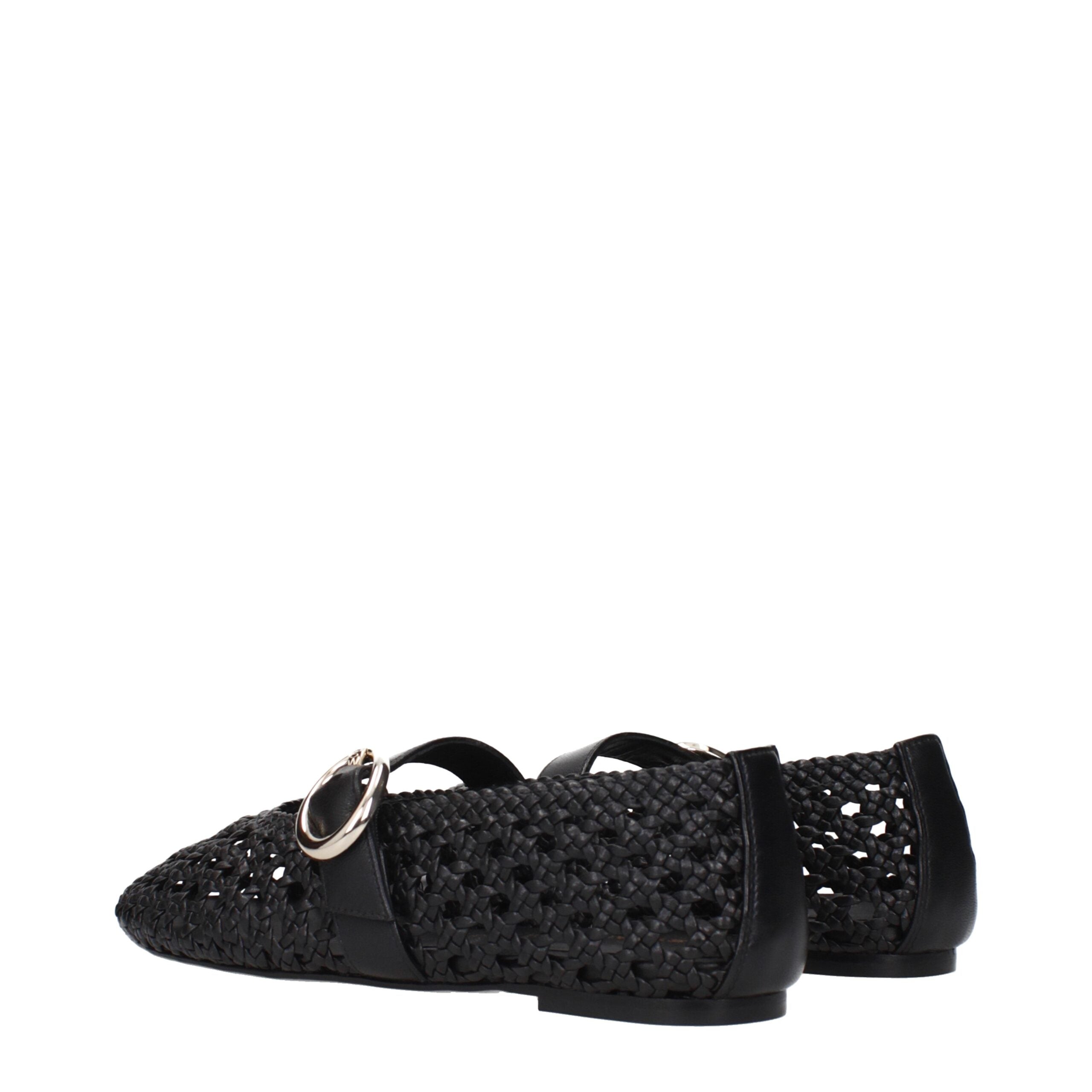 Stuart Weitzman Black Leather Ballet Flats