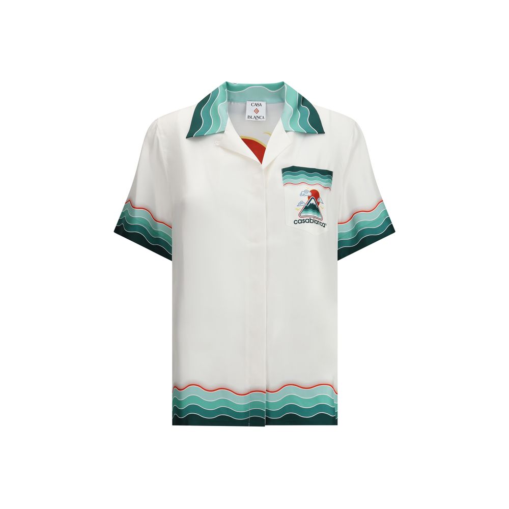 Casablanca White Silk Pattern Shirt