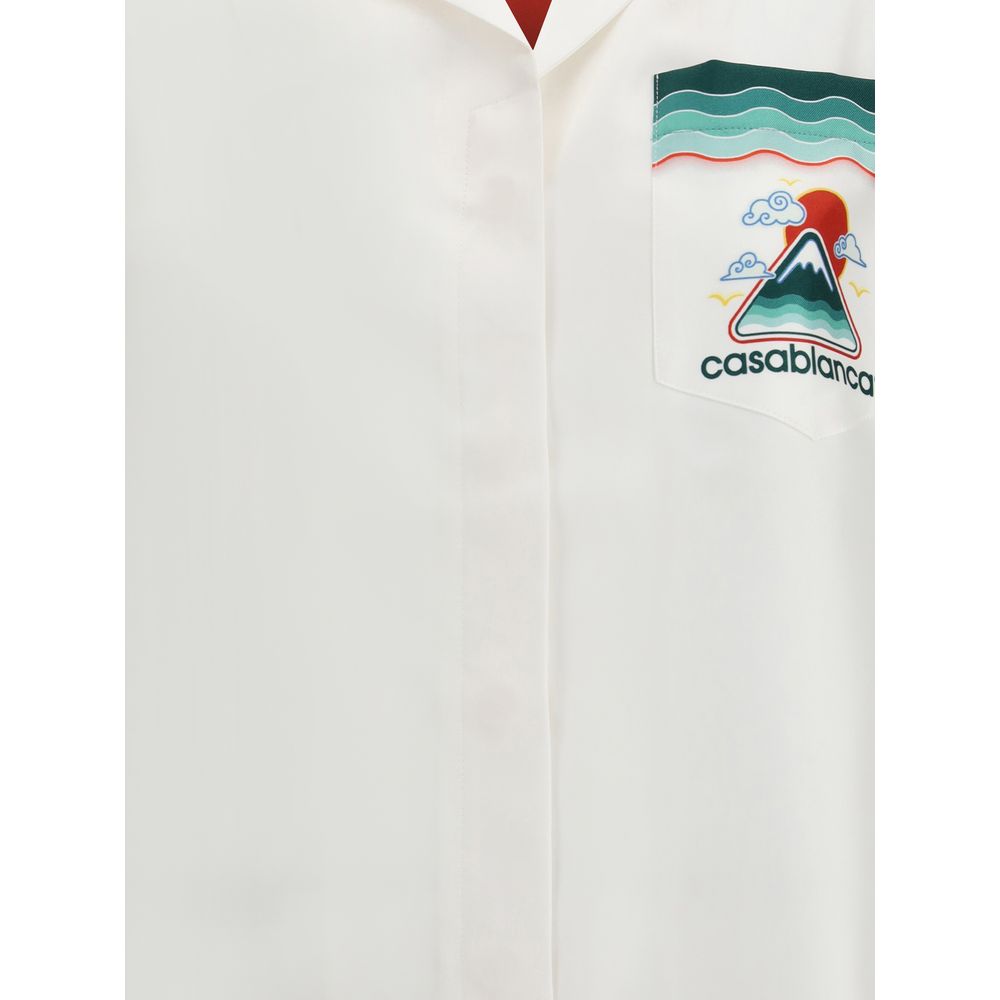 Casablanca White Silk Pattern Shirt