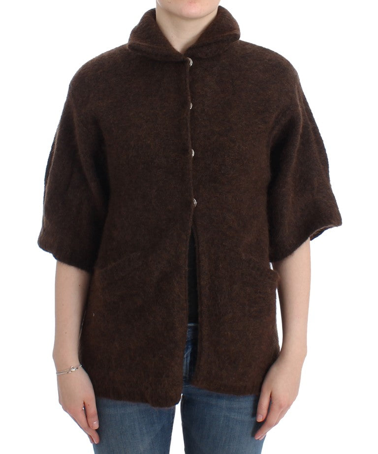 Cardigan elegant cu mânecă scurtă Cavalli, maro