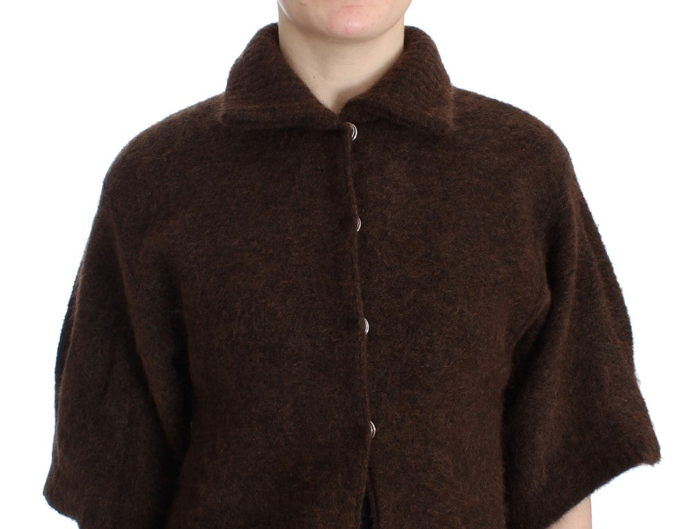 Cardigan elegant cu mânecă scurtă Cavalli, maro