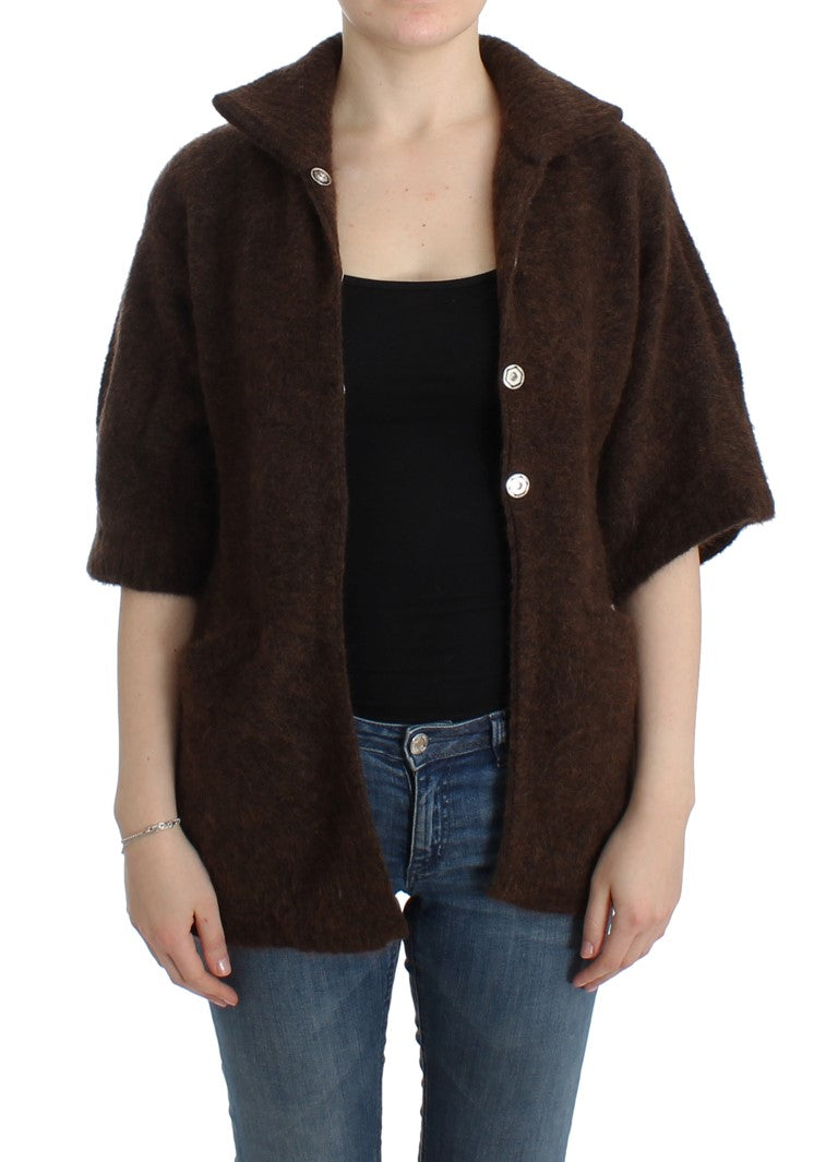 Cardigan elegant cu mânecă scurtă Cavalli, maro