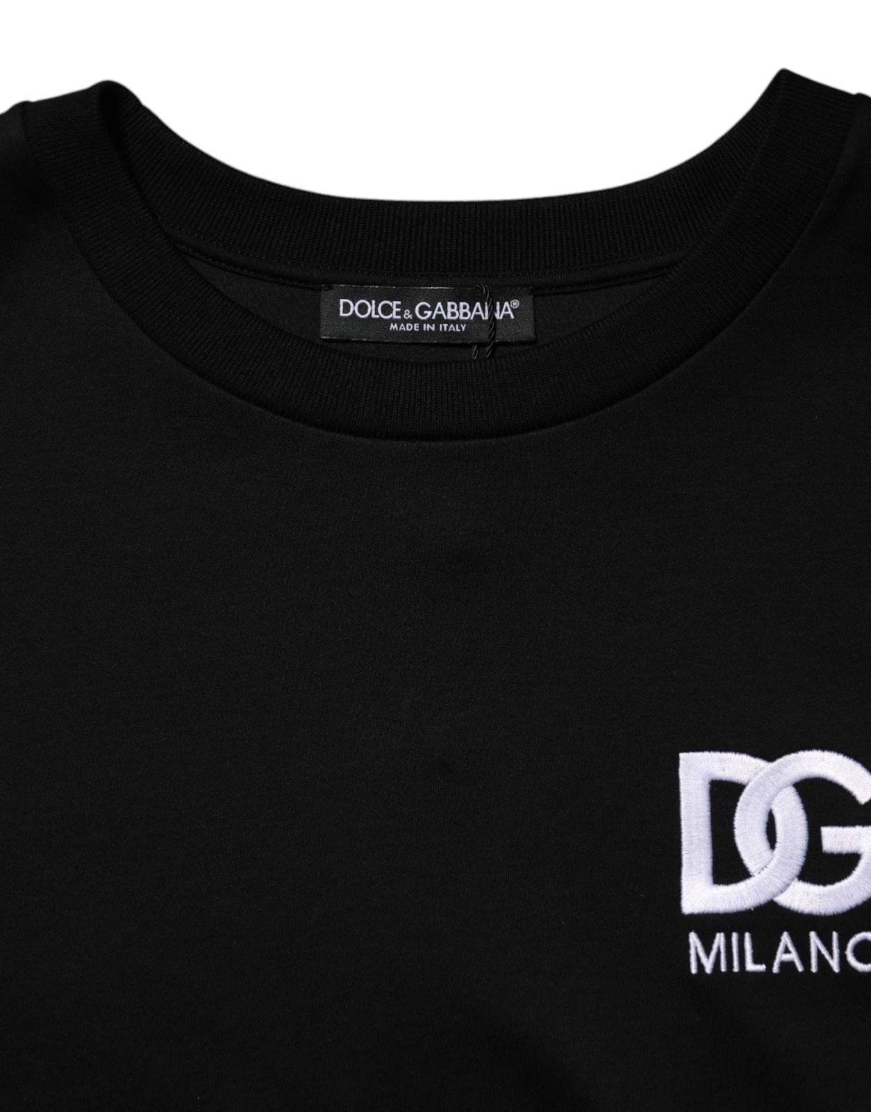 Dolce & Gabbana Black Cotton DG Logo Embroidery Top T-shirt