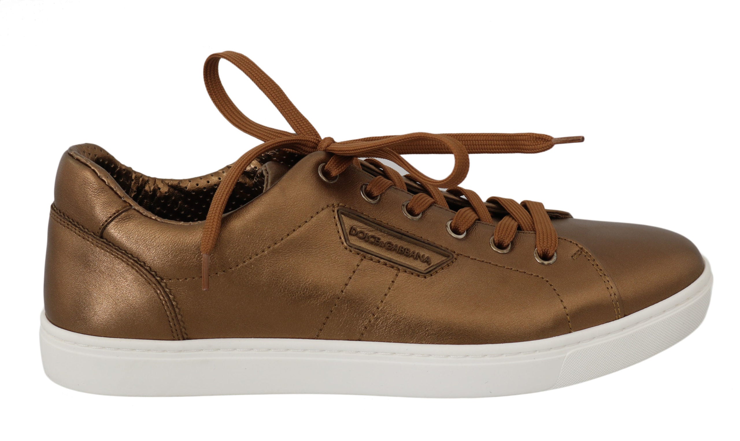 Dolce &amp; Gabbana Goldene Metallic-Leder-Sneaker