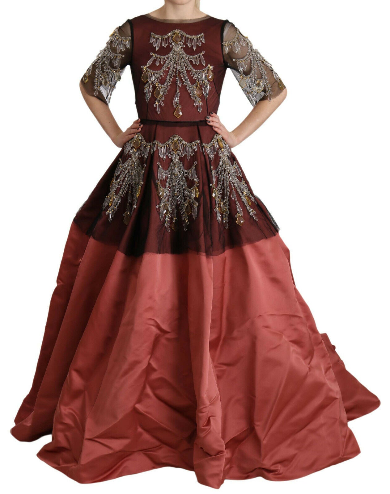 Dolce &amp; Gabbana Elegantes Seidenkleid mit Kristallverzierung
