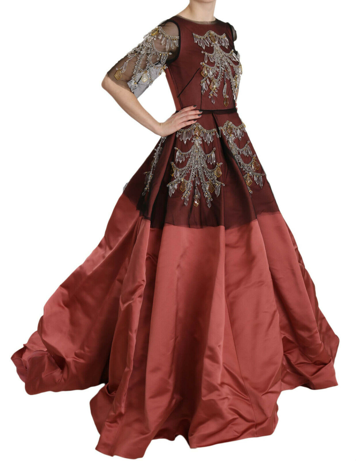 Dolce &amp; Gabbana Elegantes Seidenkleid mit Kristallverzierung