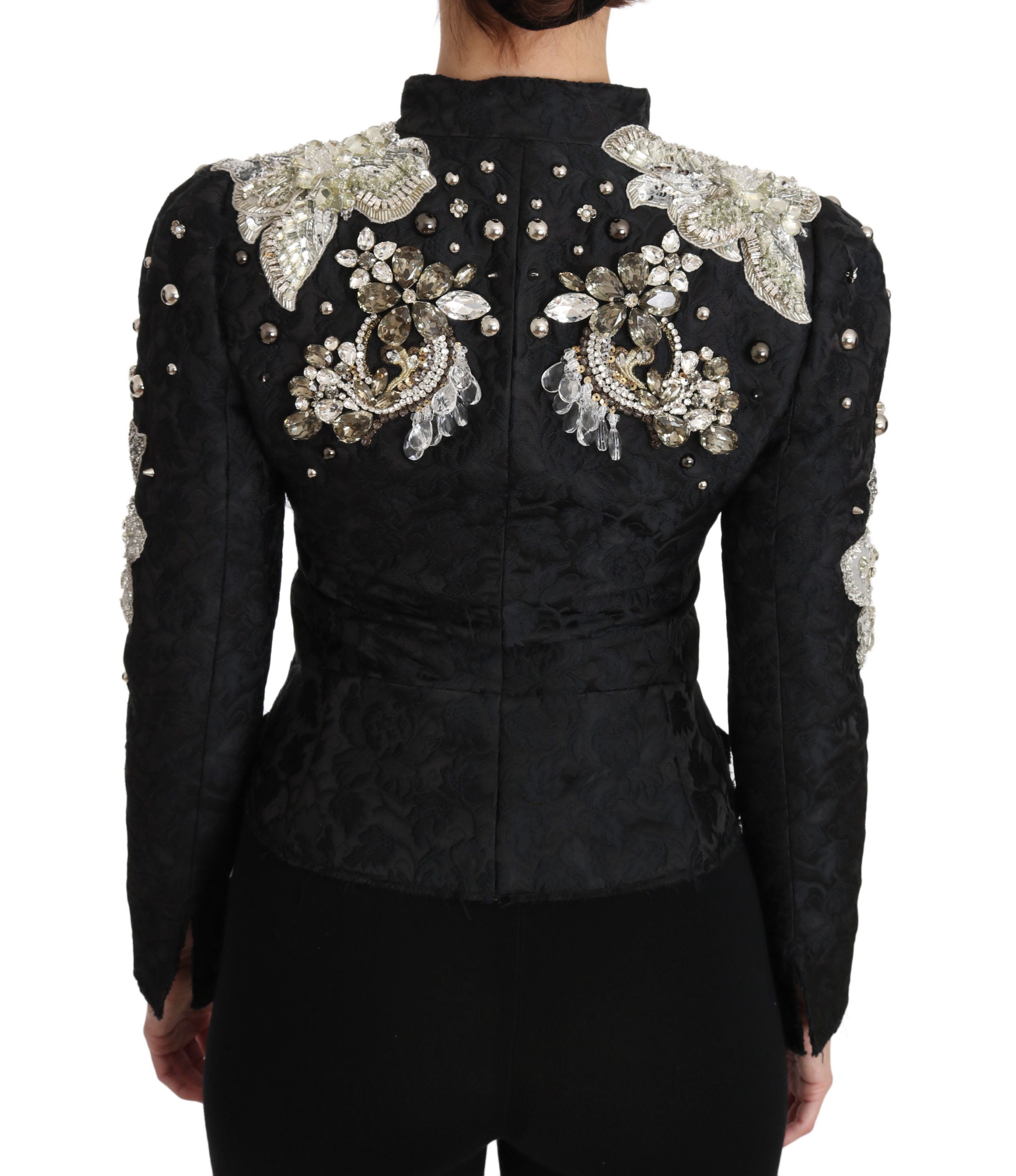 Dolce &amp; Gabbana Elegante schwarz-silberne Barockjacke