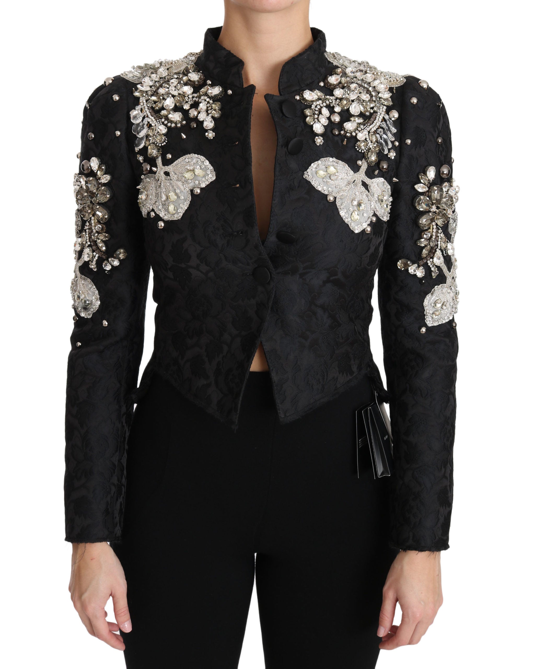 Dolce &amp; Gabbana Elegante schwarz-silberne Barockjacke