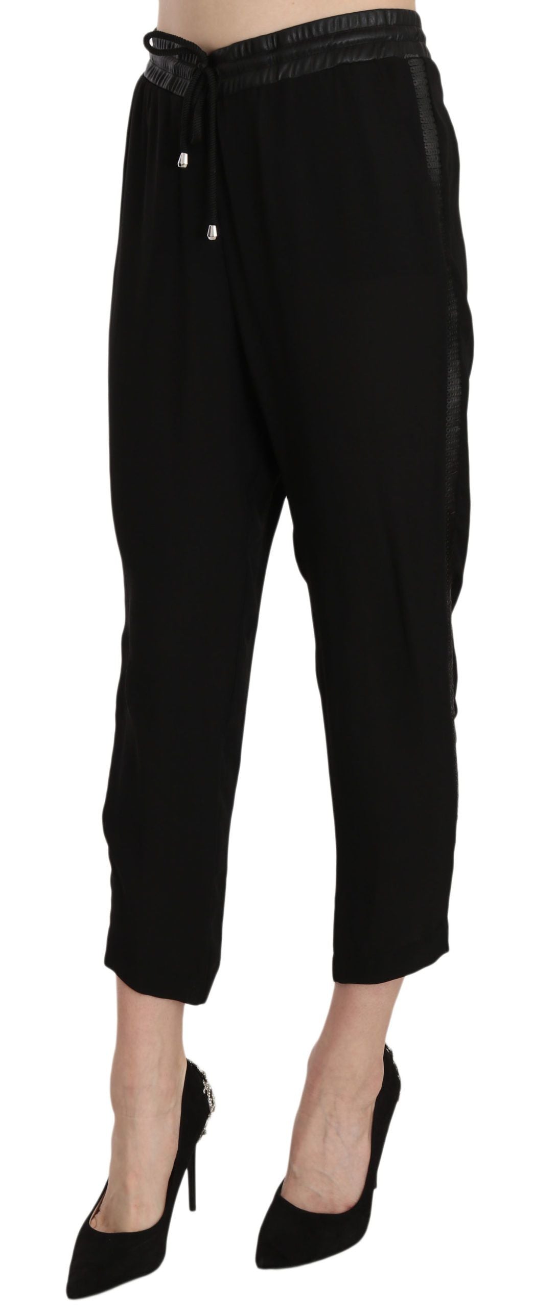 Pantaloni scurți Guess Chic cu talie înaltă, negri și eleganți