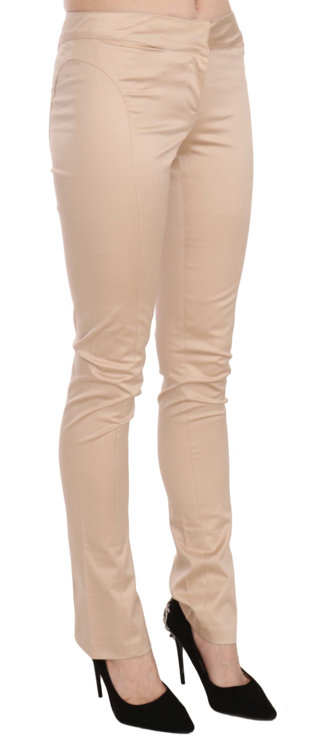 Just Cavalli Elegante, cremefarbene Skinny-Hose mit niedriger Taille