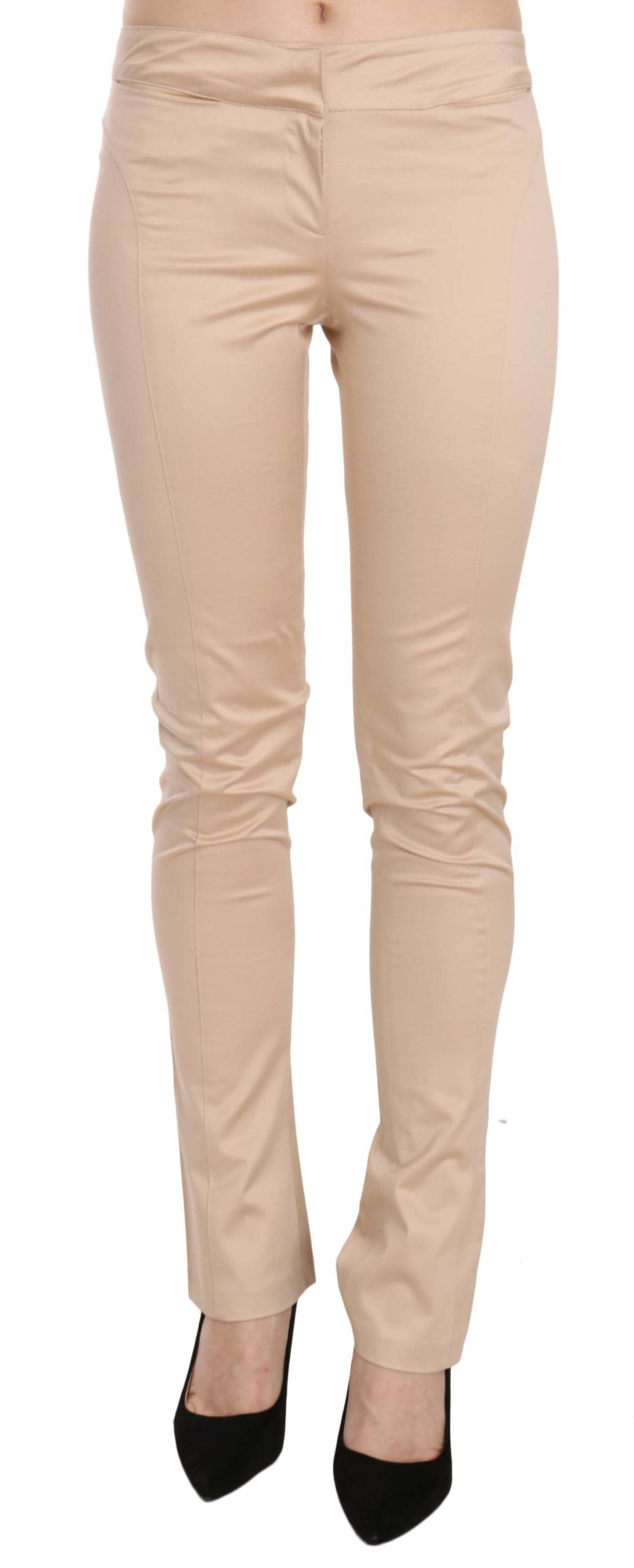 Just Cavalli Elegante, cremefarbene Skinny-Hose mit niedriger Taille
