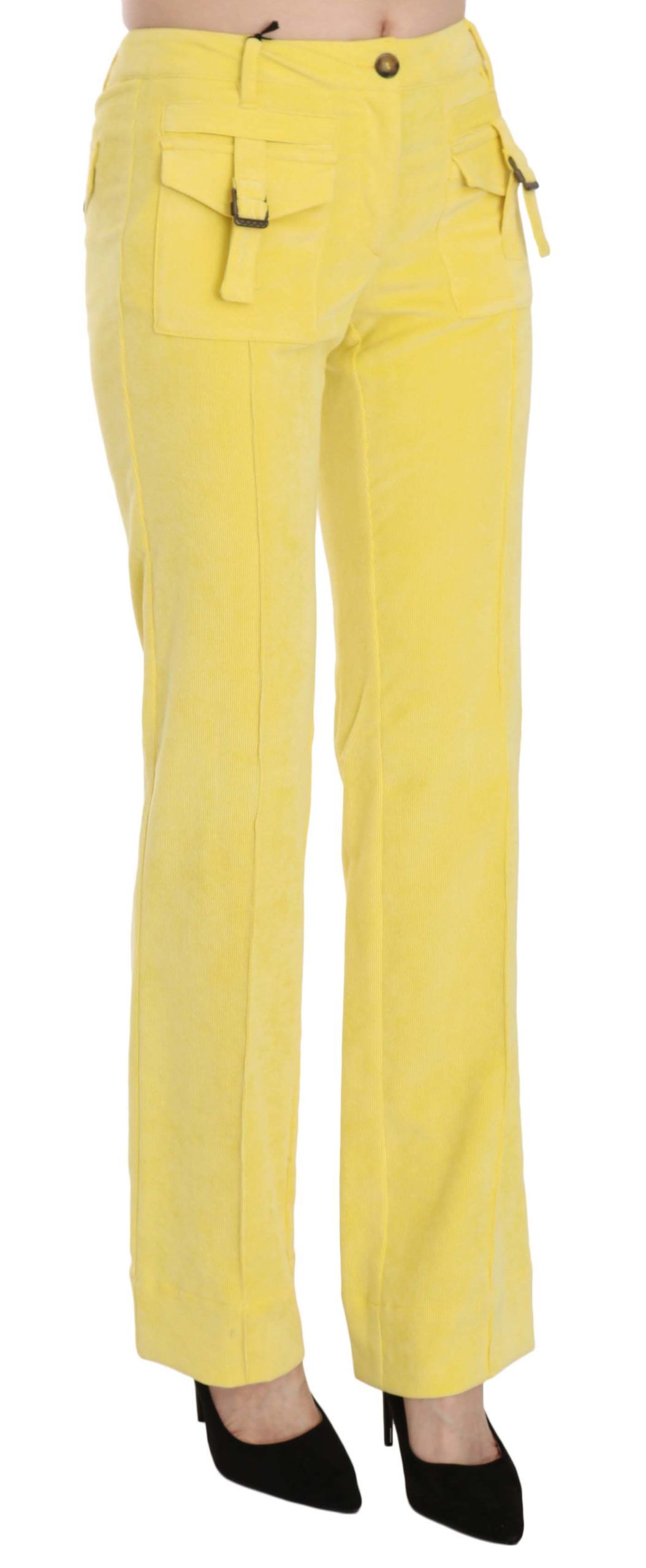 Just Cavalli – Schicke Cordhose mit mittlerer Taille in Gelb