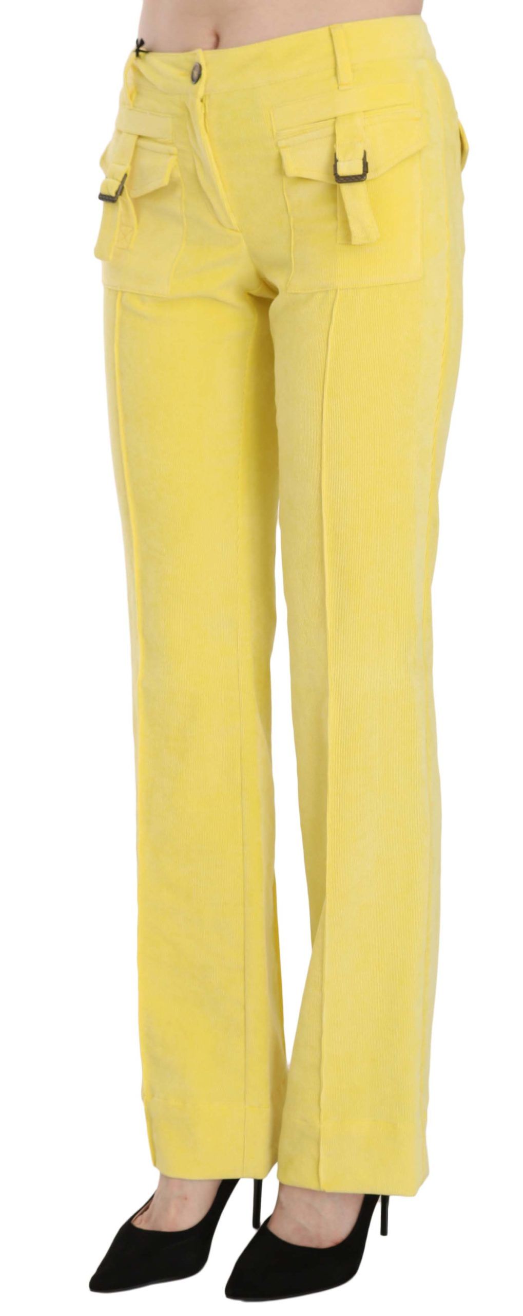Just Cavalli – Schicke Cordhose mit mittlerer Taille in Gelb